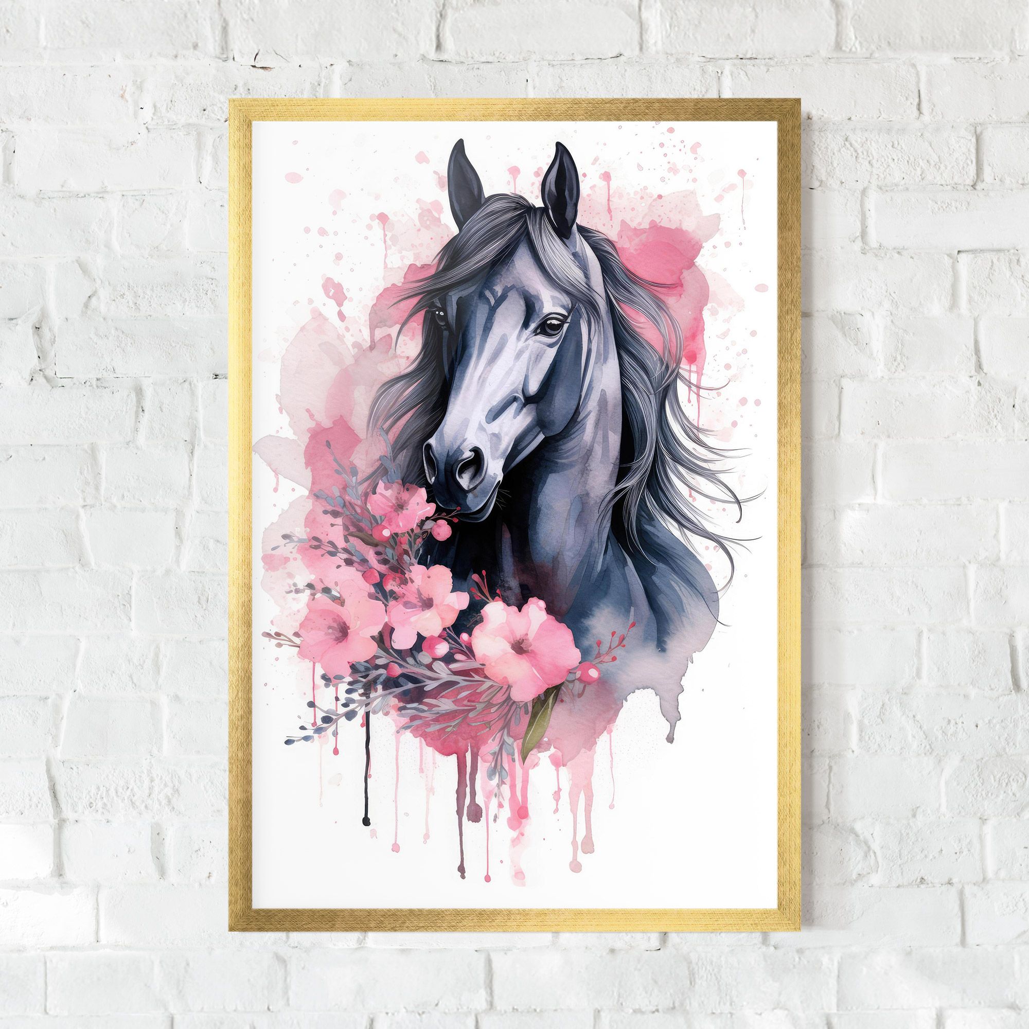 Pink Flowers Horse mockup 0