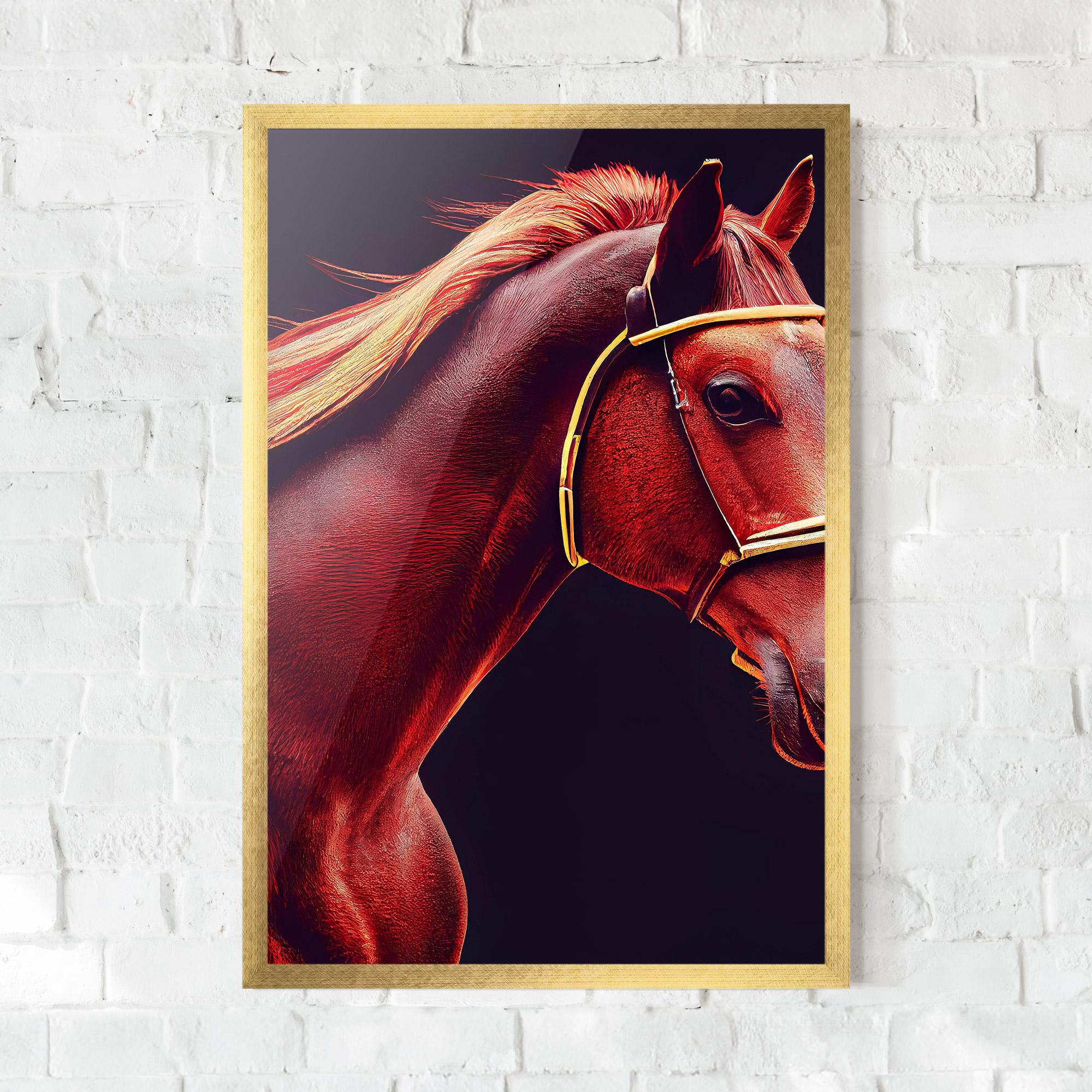 Gerahmte Poster Red Horse Portrait mockup 0
