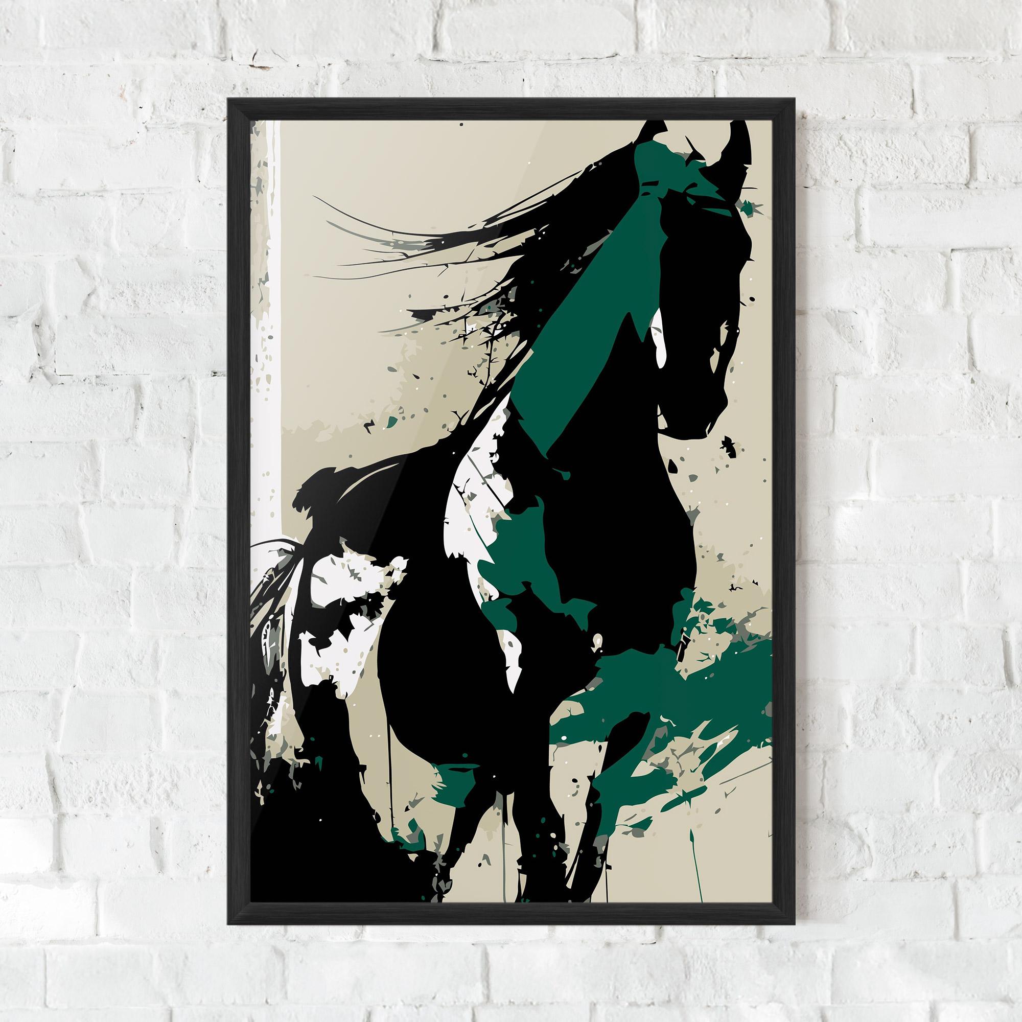 Gerahmte Poster Black Green Horse mockup 0