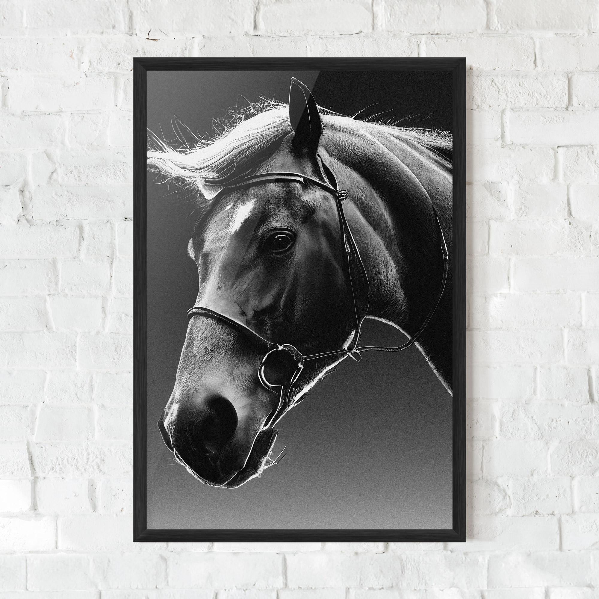 Gerahmte Poster Black Horse Profile mockup 0