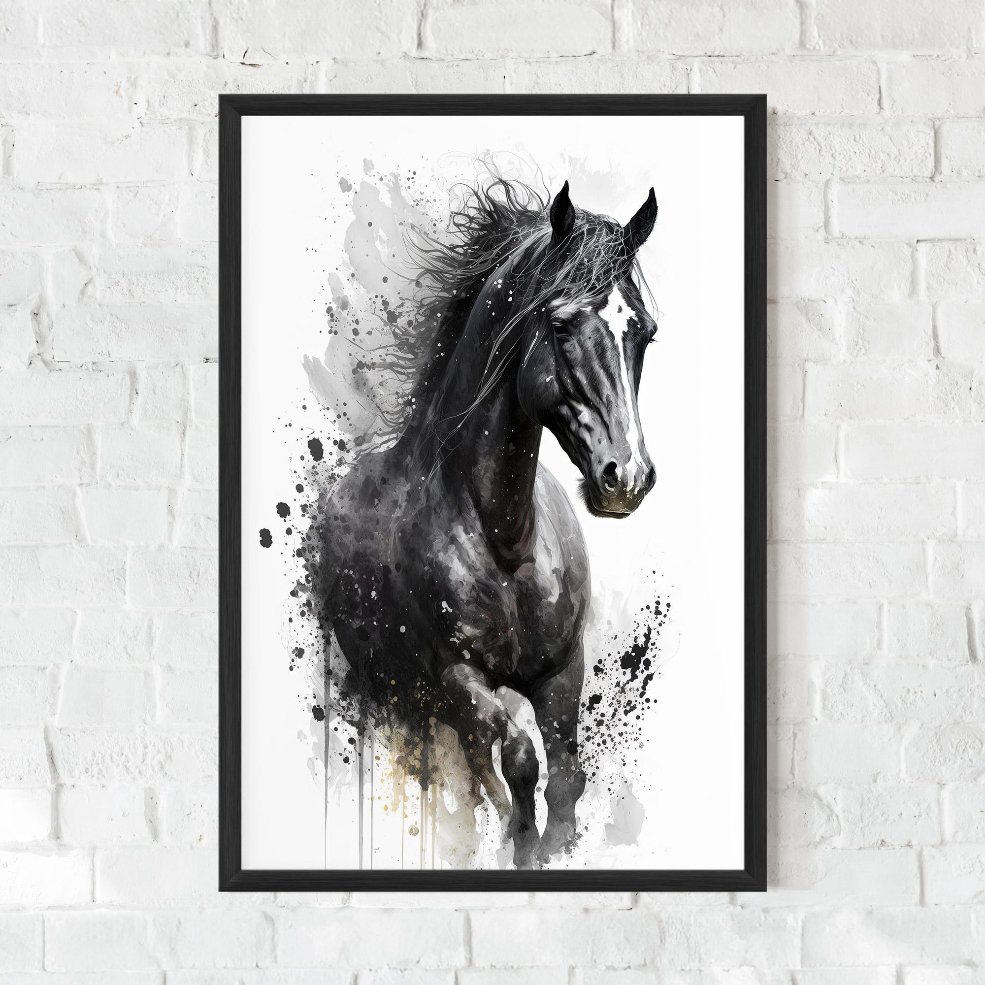 Gerahmte Poster Black Horse mockup 0