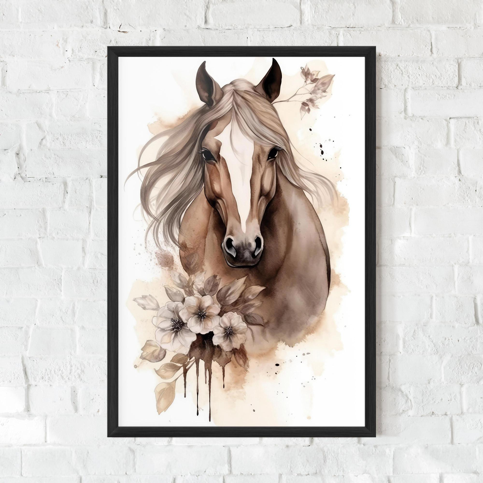 Gerahmte Poster Flower Brown Horse mockup 0