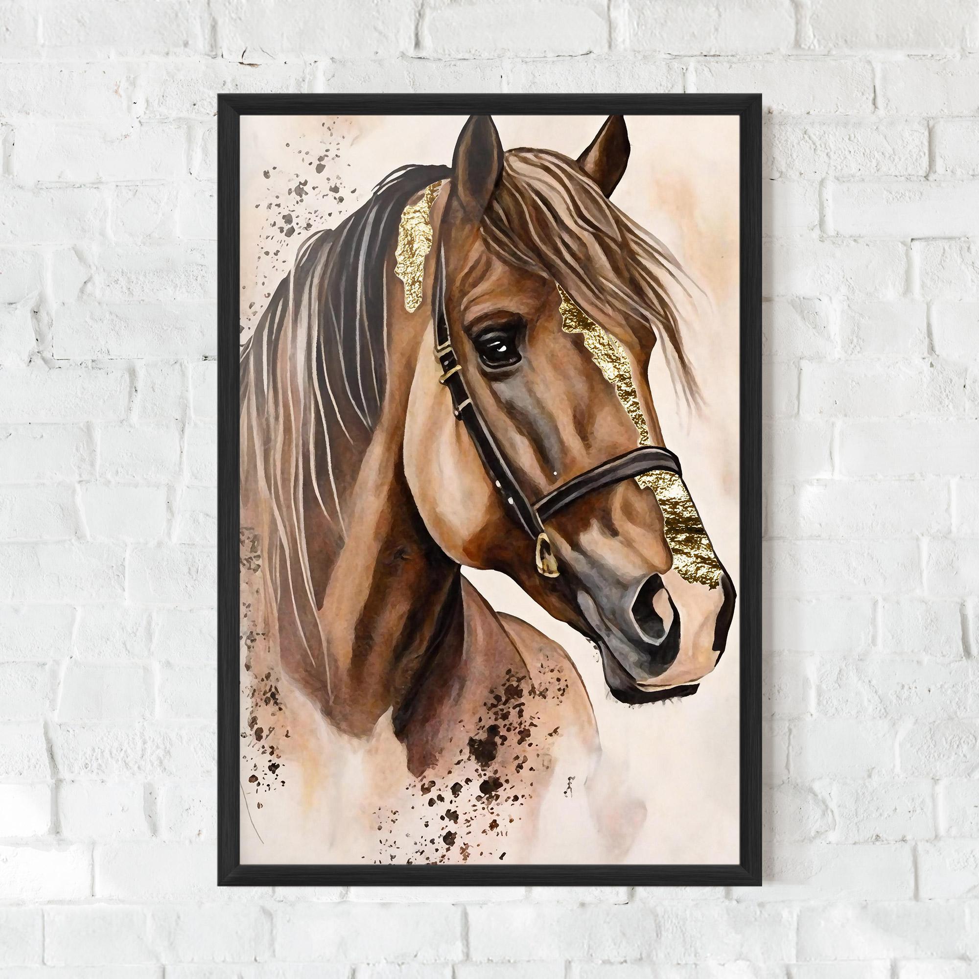 Gerahmte Poster Gold Horse Painting mockup 0
