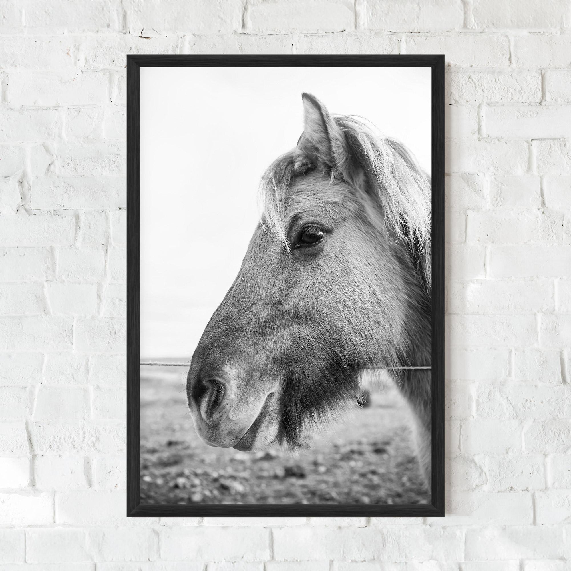 Gerahmte Poster Gray Horse Head mockup 0
