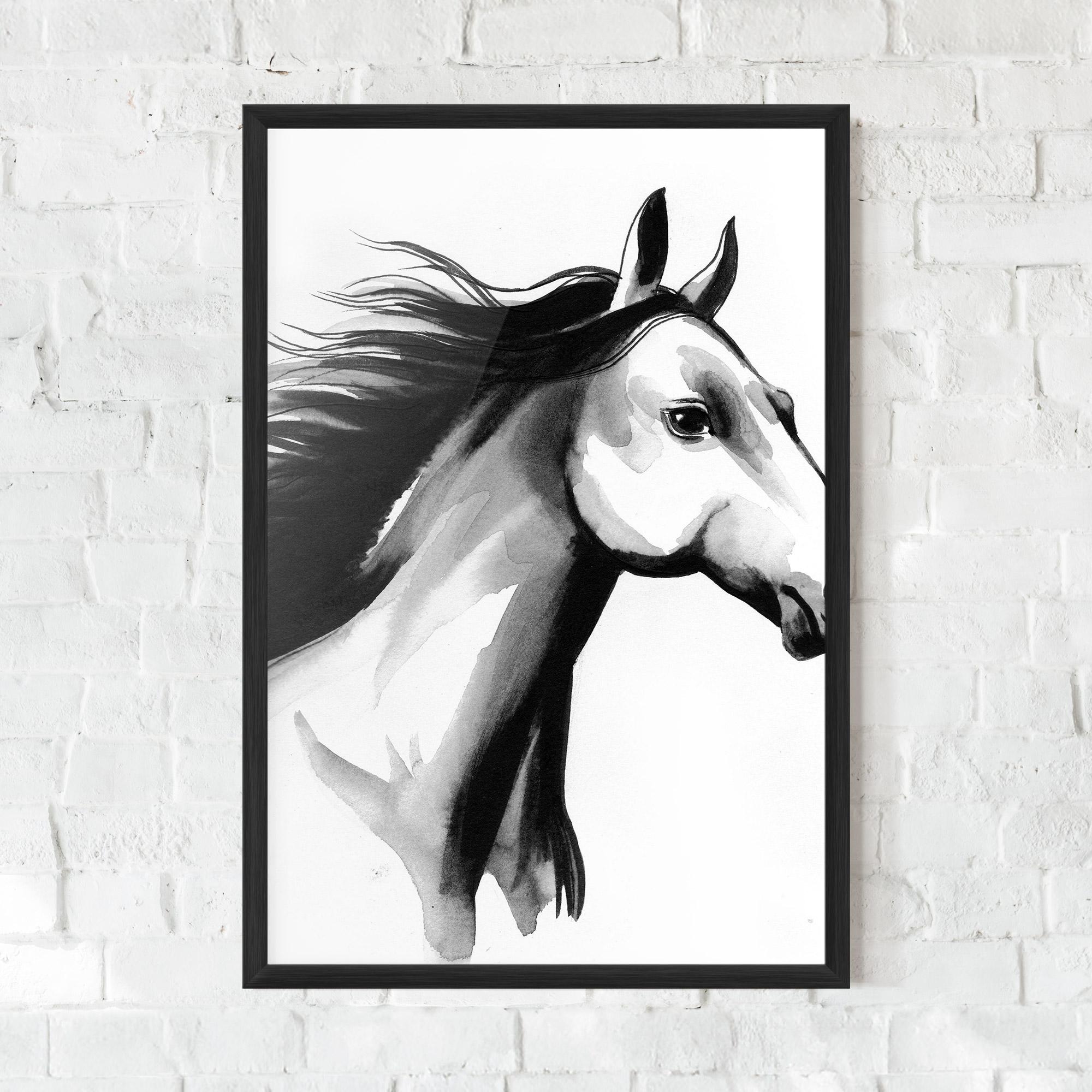 Gerahmte Poster Ink Watercolor Horse mockup 0