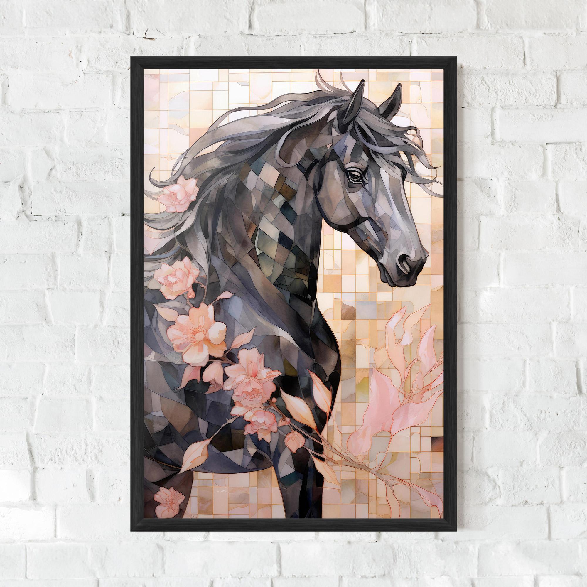 Gerahmte Poster Mosaic Painting Horse mockup 0