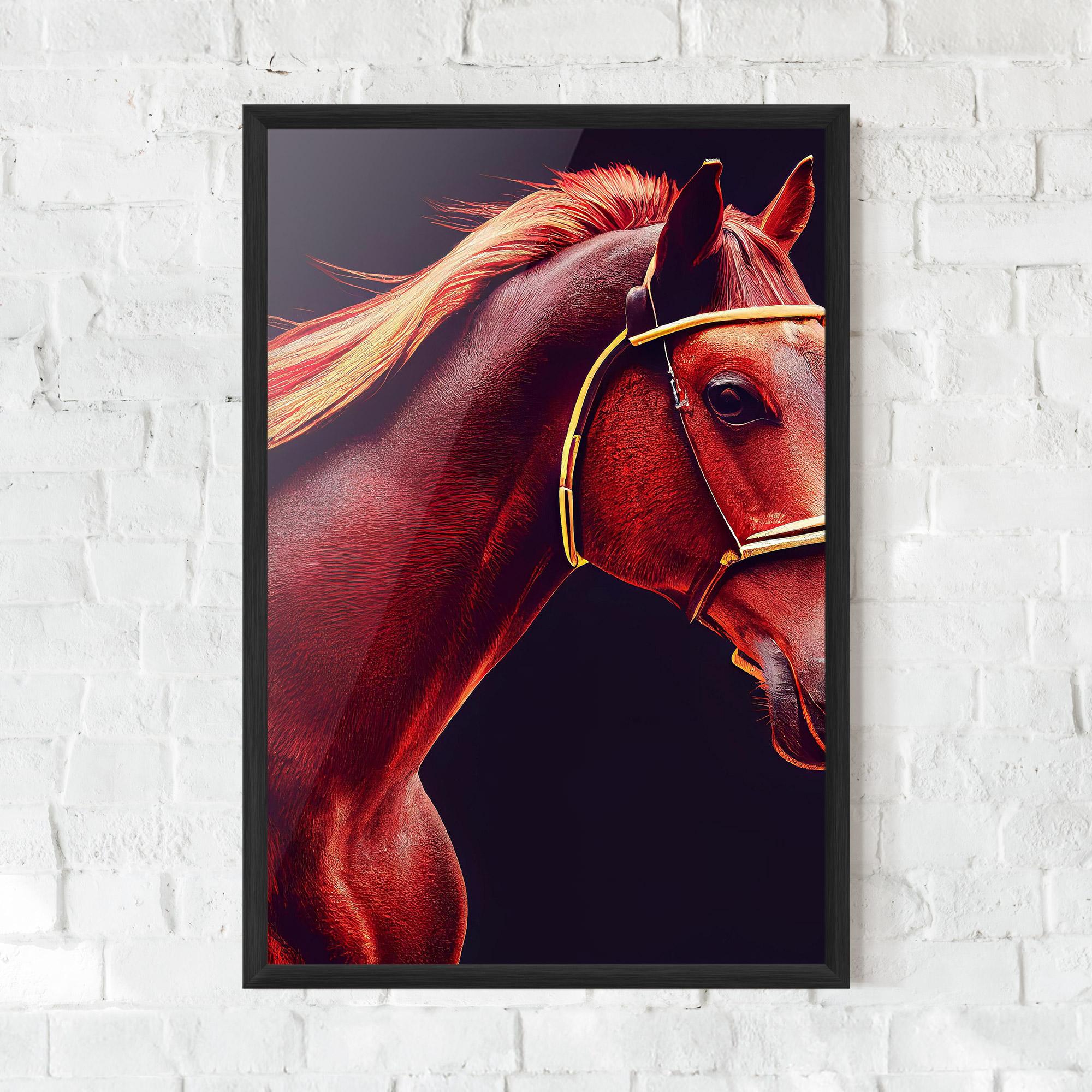 Gerahmte Poster Red Horse Portrait mockup 0