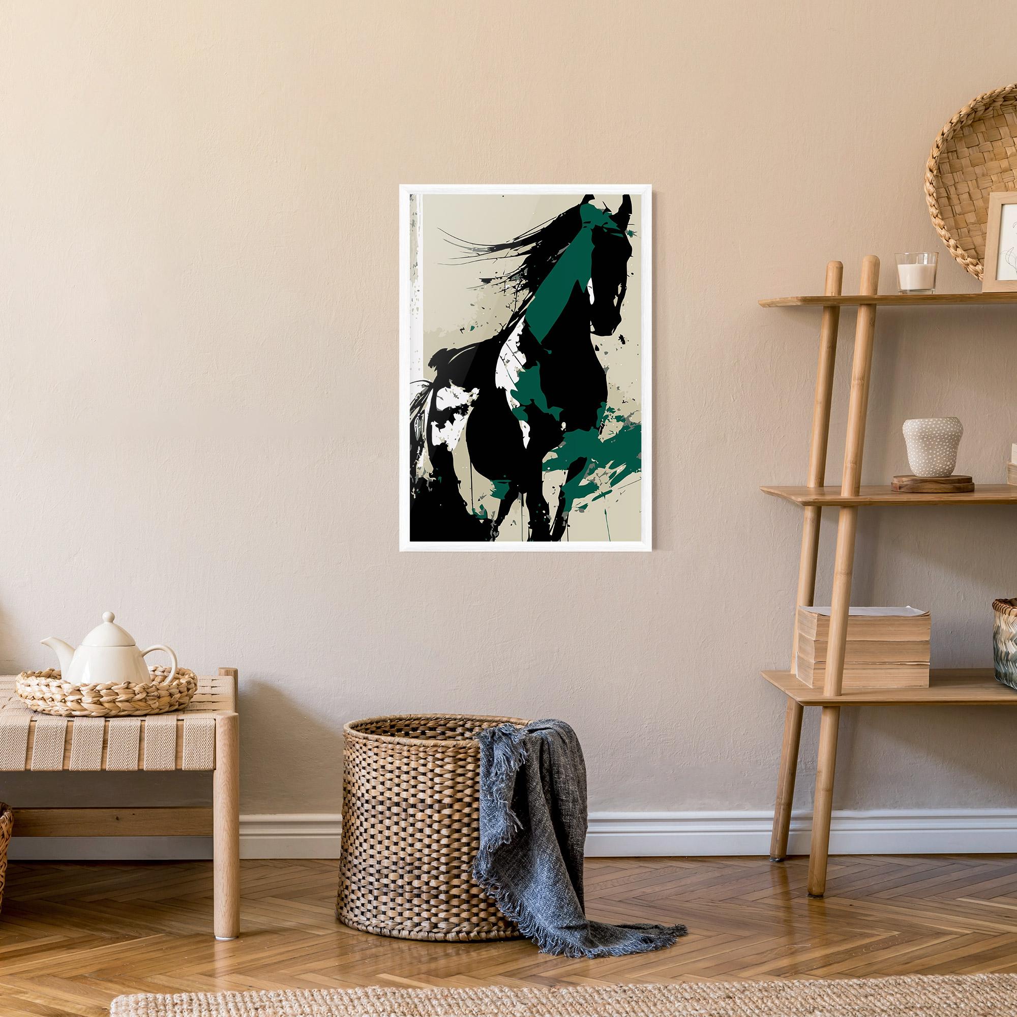 Gerahmte Poster Black Green Horse mockup 9