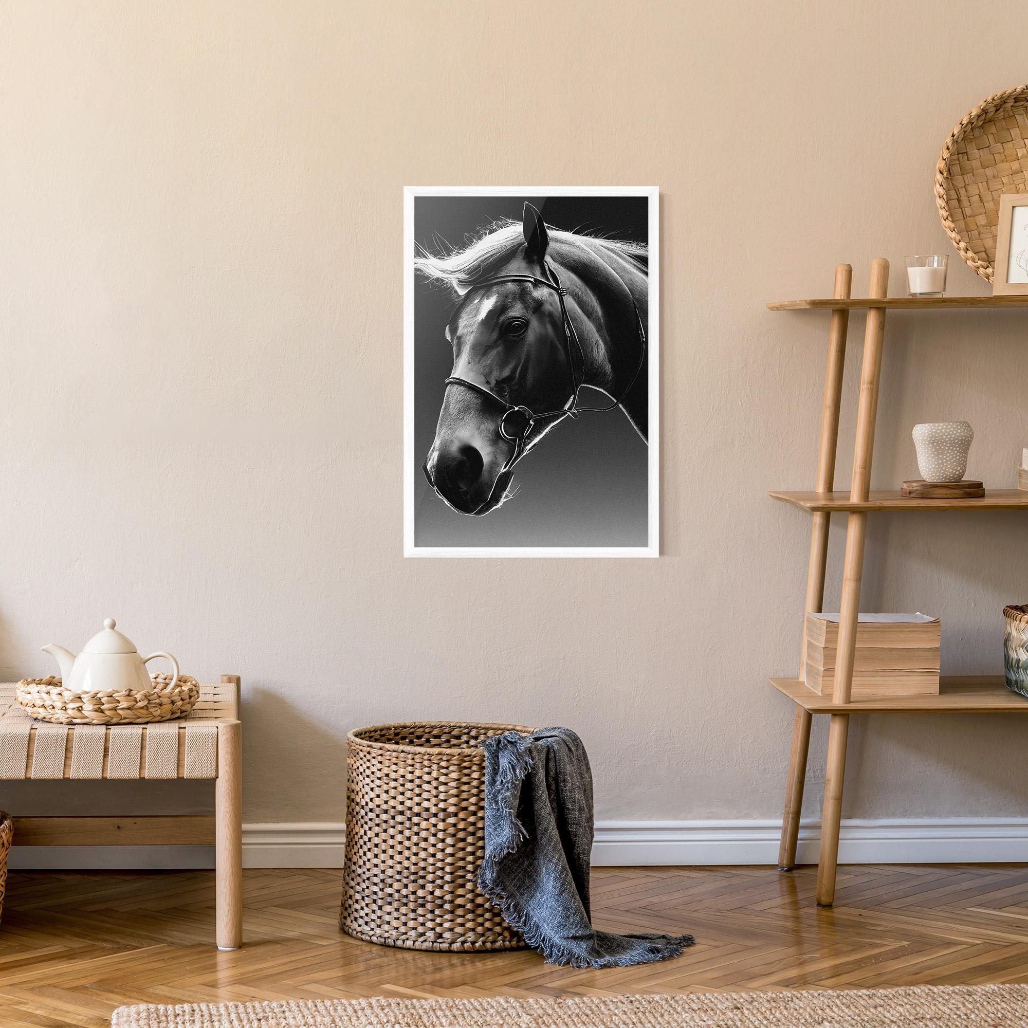 Gerahmte Poster Black Horse Profile mockup 9