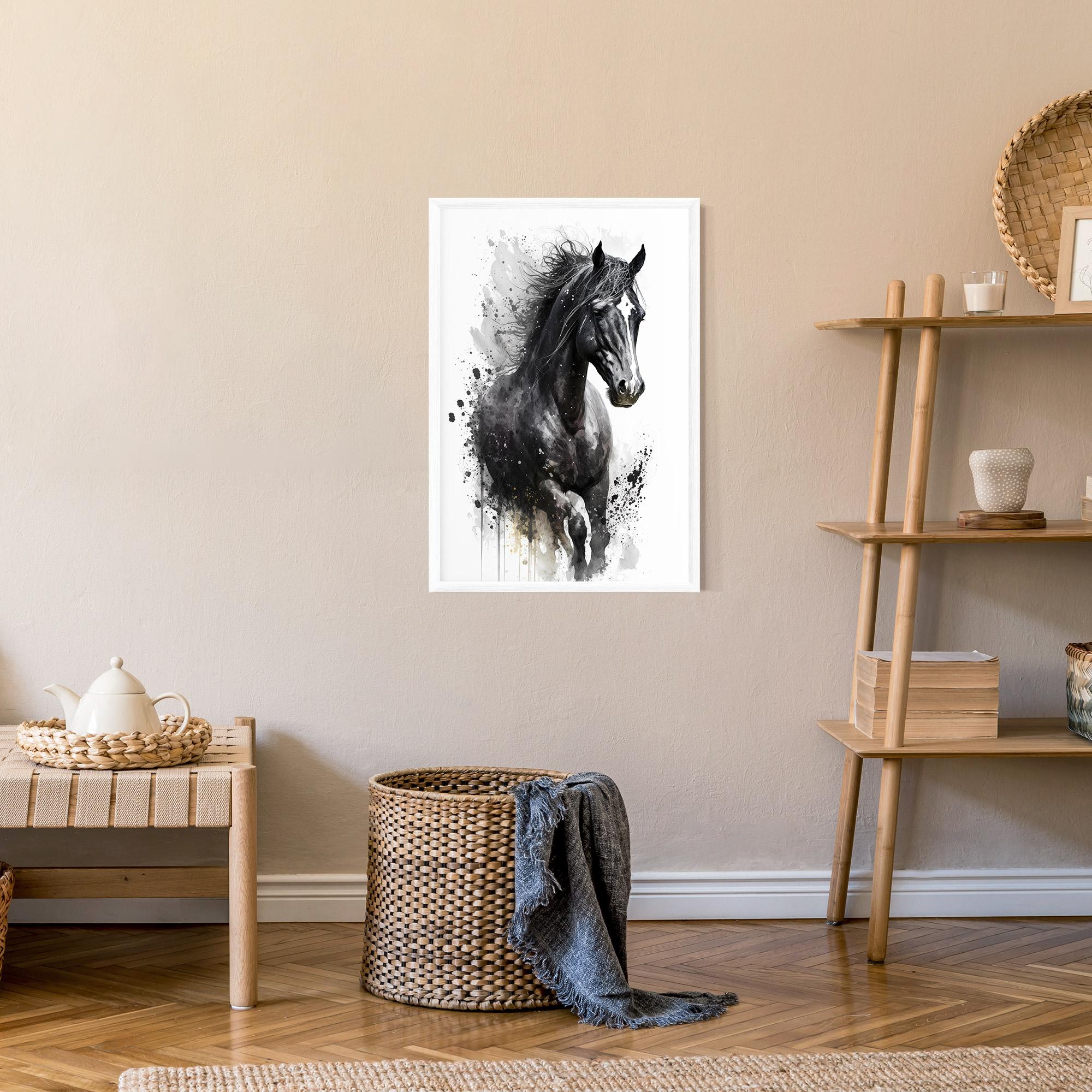 Gerahmte Poster Black Horse mockup 9