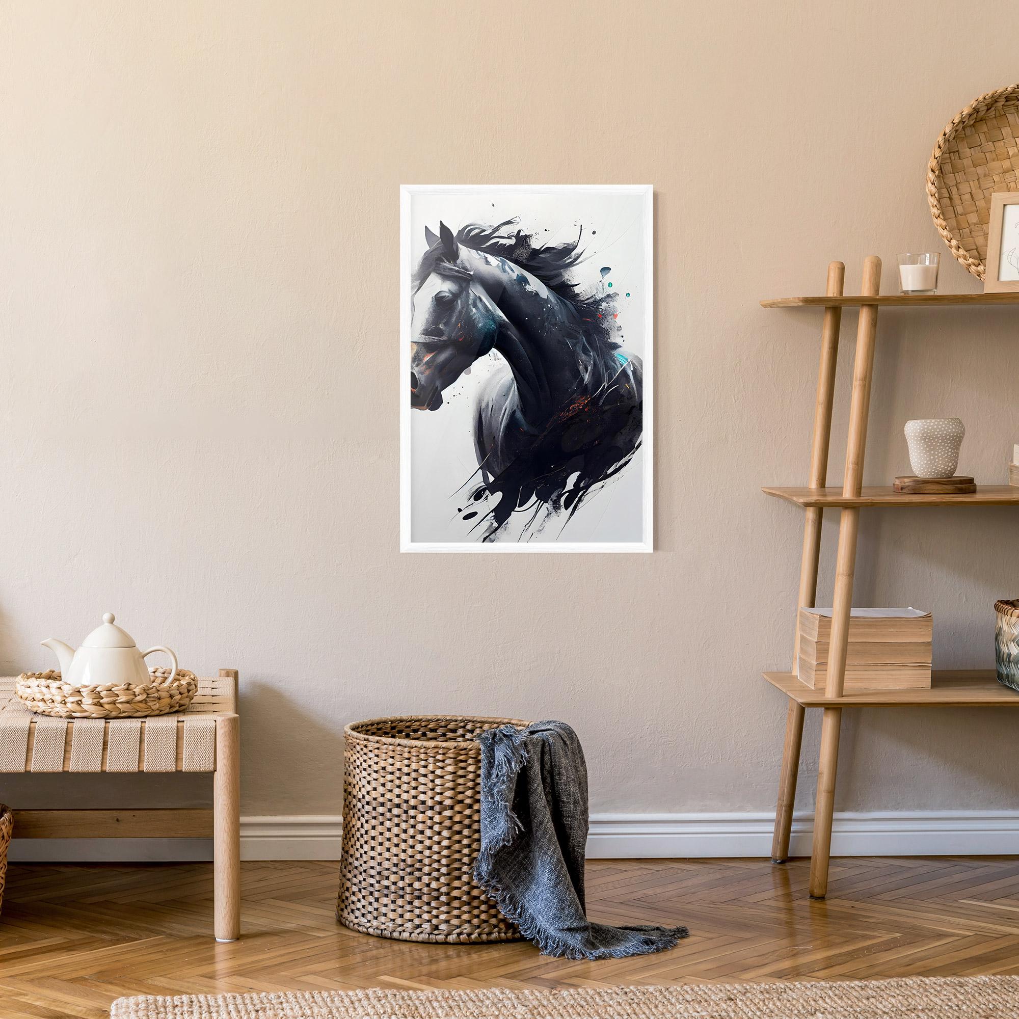 Gerahmte Poster Black Paint Horse mockup 9