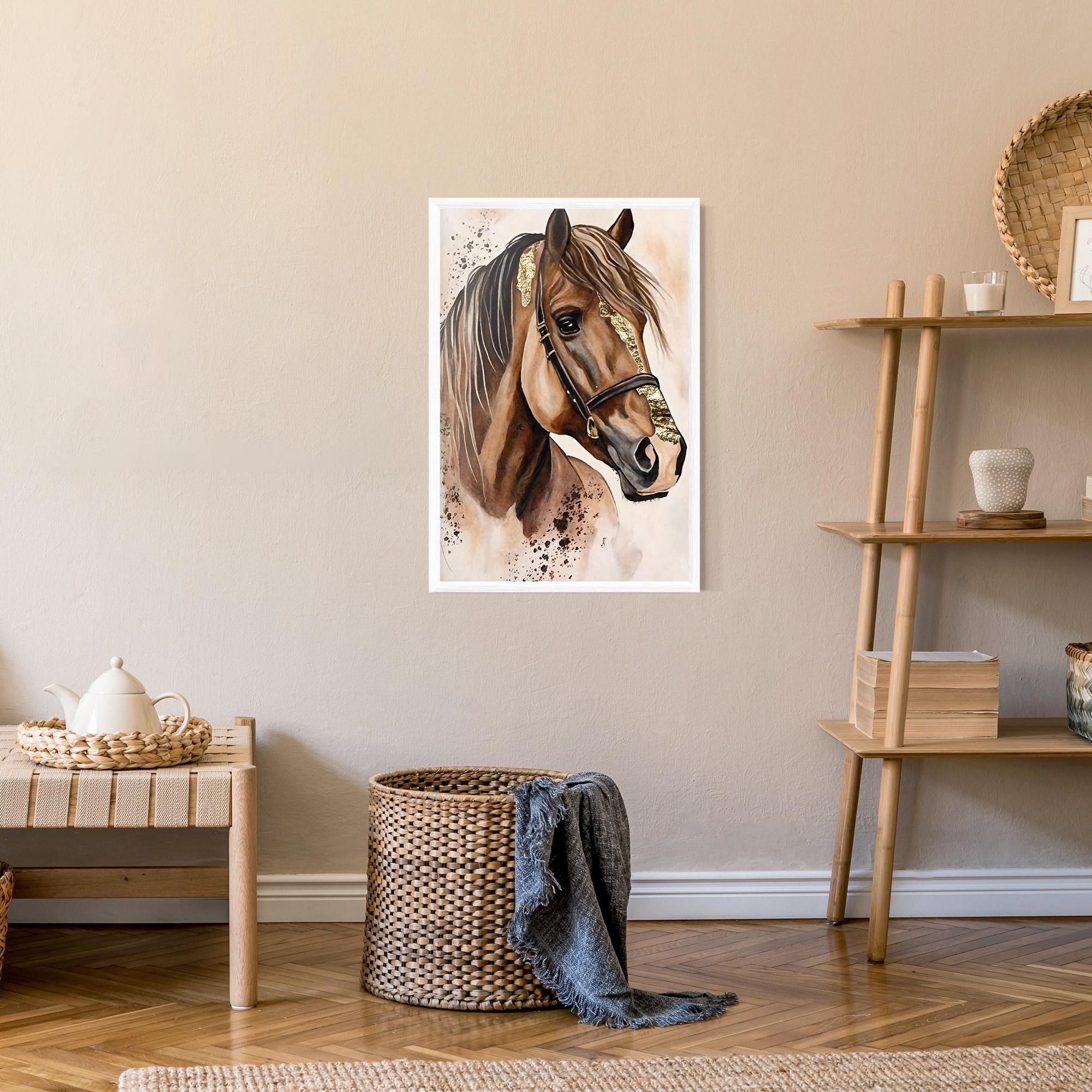 Gerahmte Poster Gold Horse Painting mockup 9