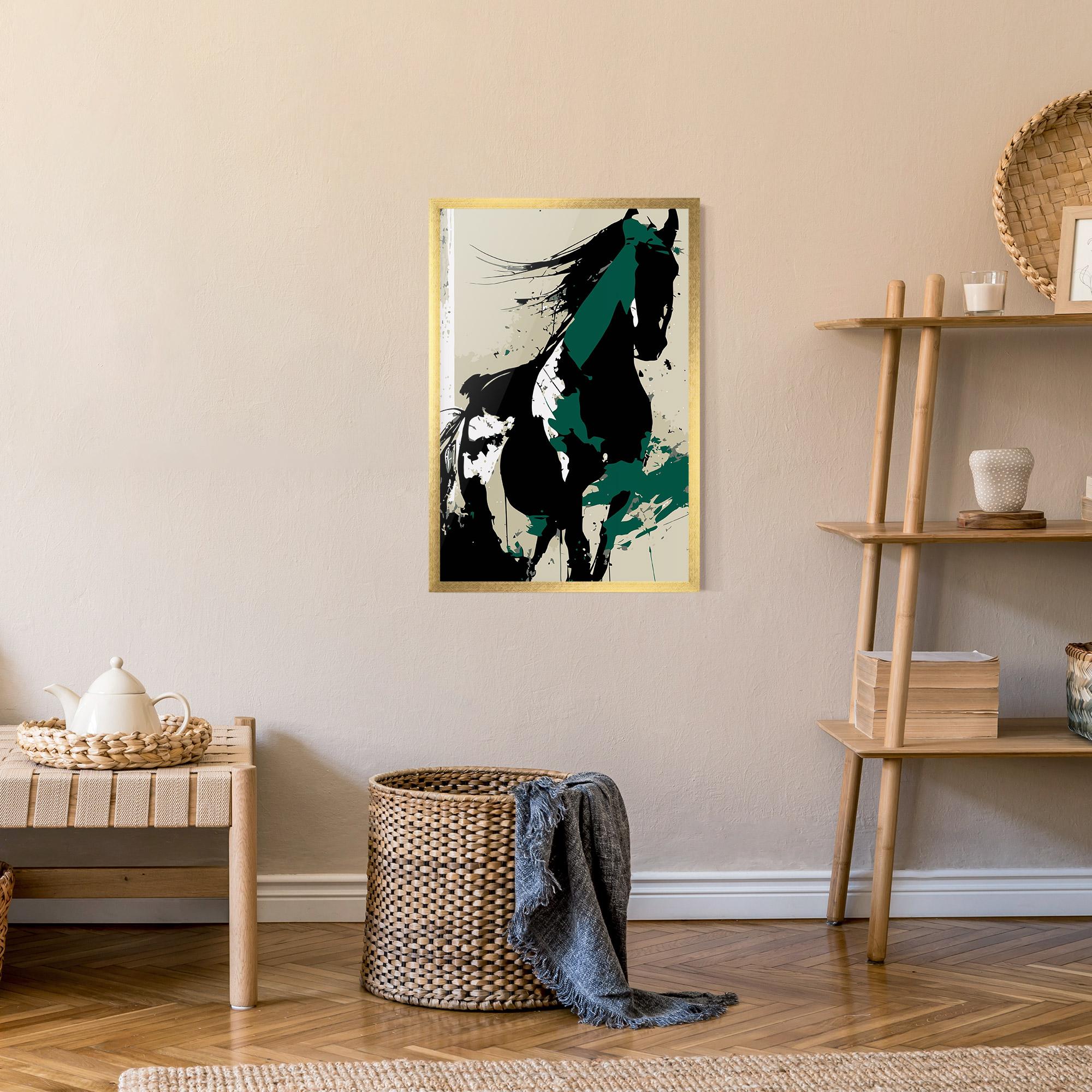 Gerahmte Poster Black Green Horse mockup 9