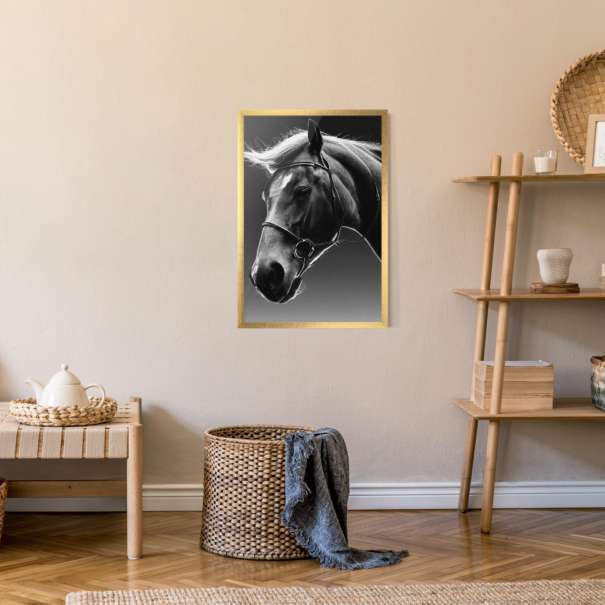 Gerahmte Poster Black Horse Profile mockup 9