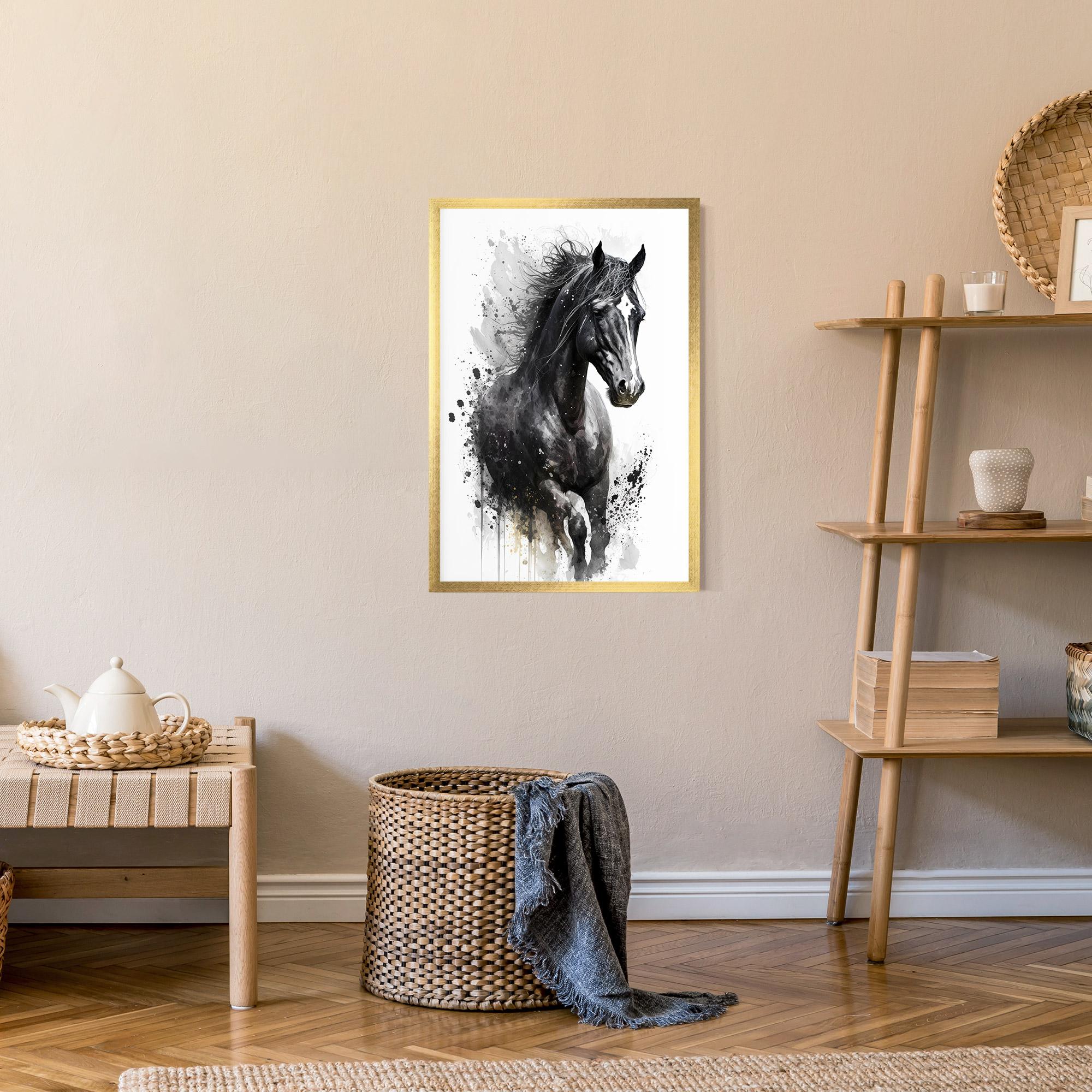 Gerahmte Poster Black Horse mockup 9