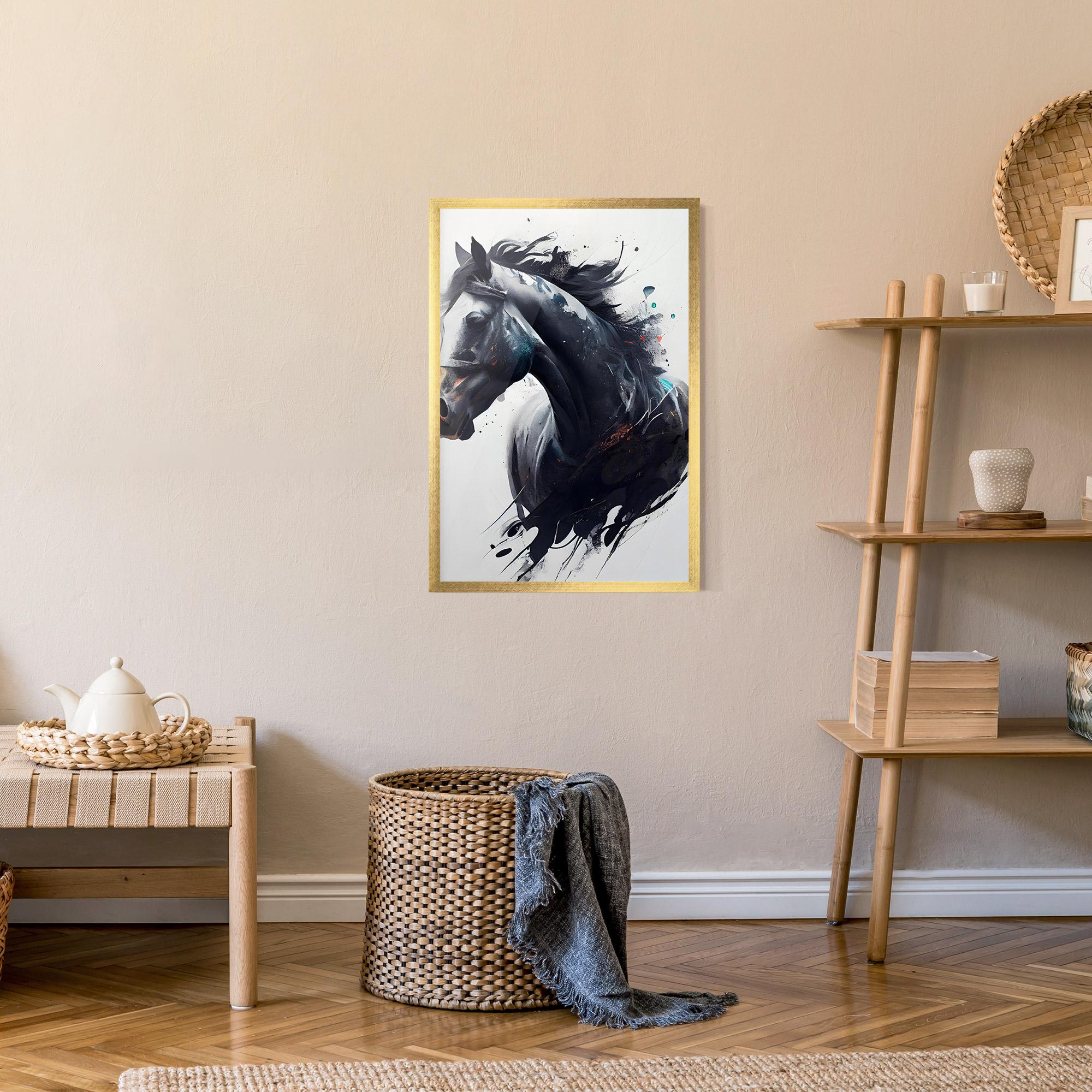 Gerahmte Poster Black Paint Horse mockup 9