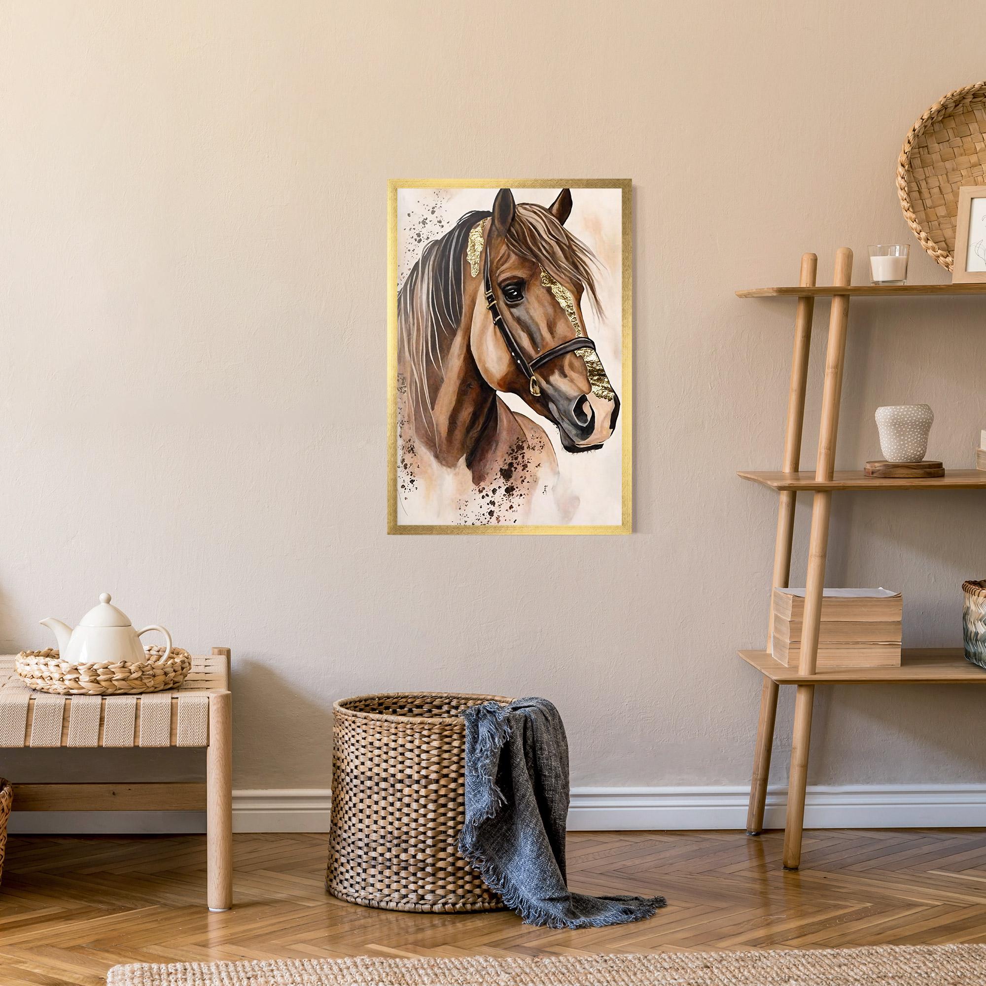 Gerahmte Poster Gold Horse Painting mockup 9