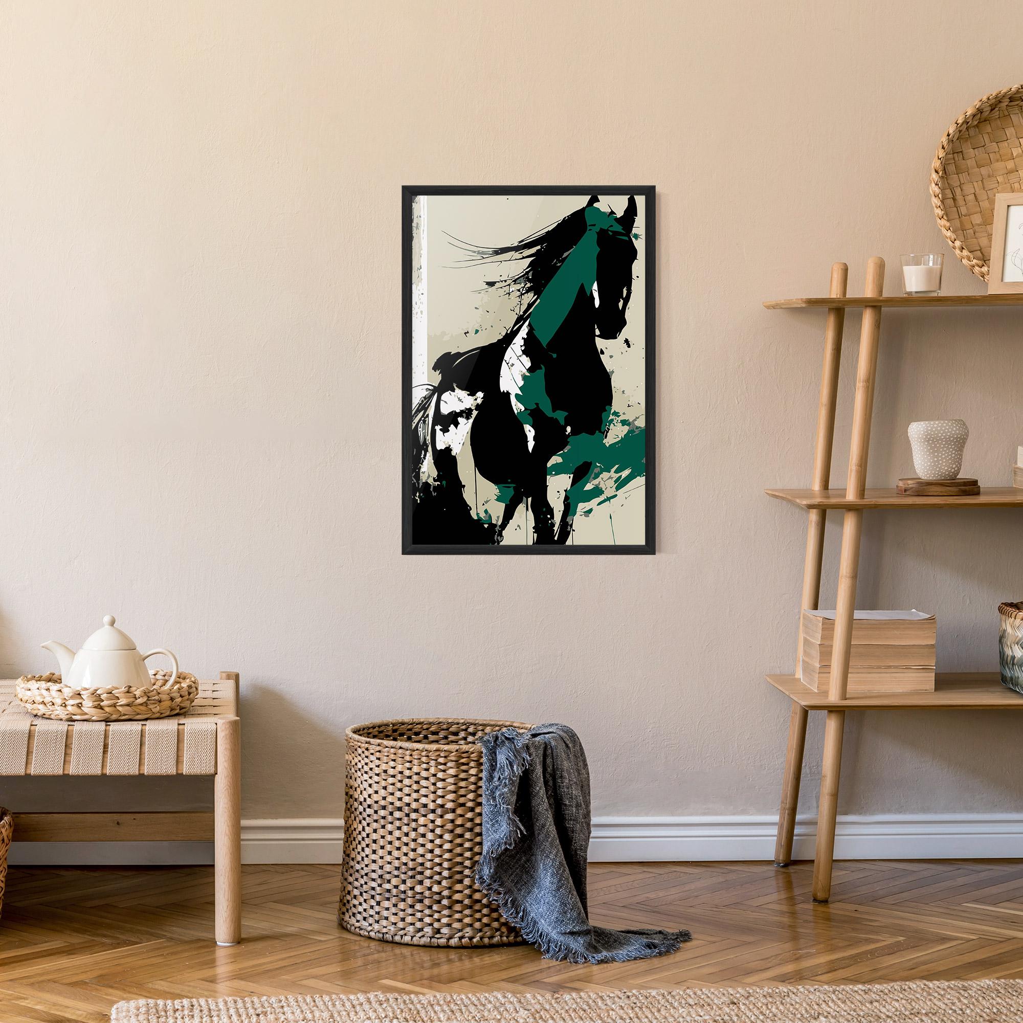 Gerahmte Poster Black Green Horse mockup 9