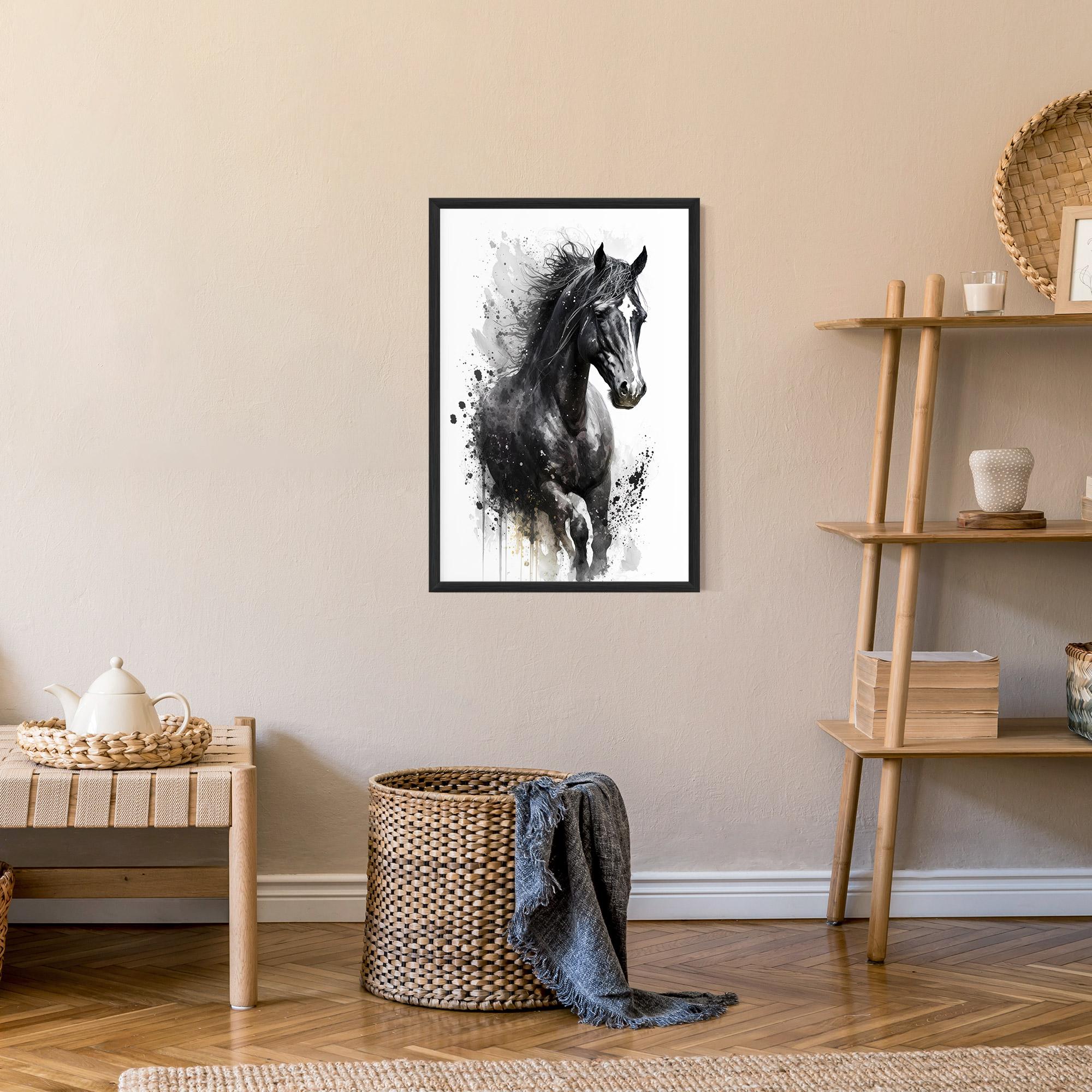 Gerahmte Poster Black Horse mockup 9