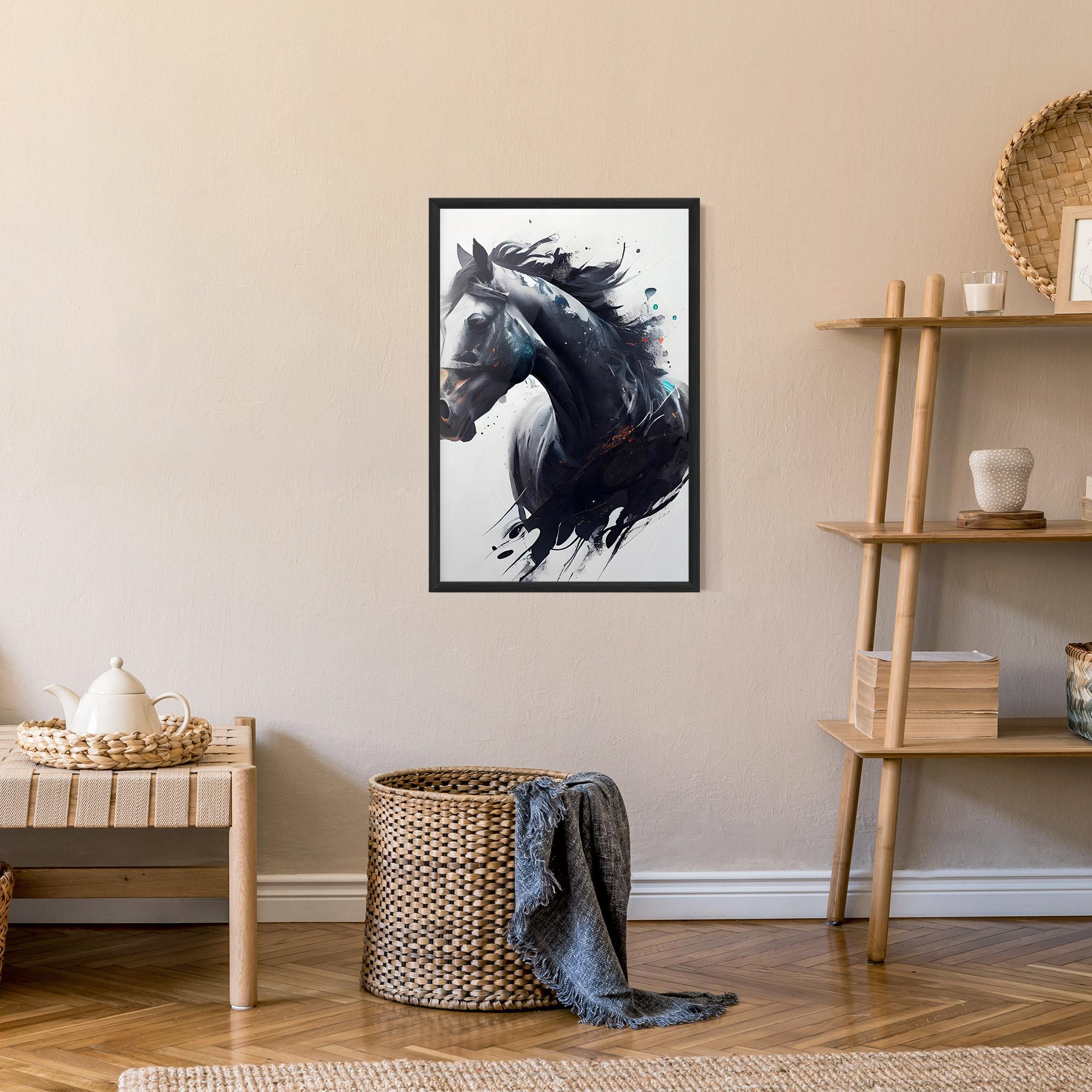 Gerahmte Poster Black Paint Horse mockup 9