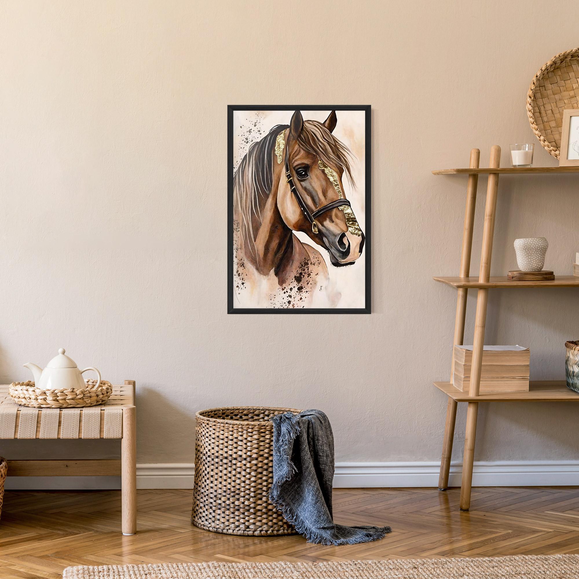 Gerahmte Poster Gold Horse Painting mockup 9