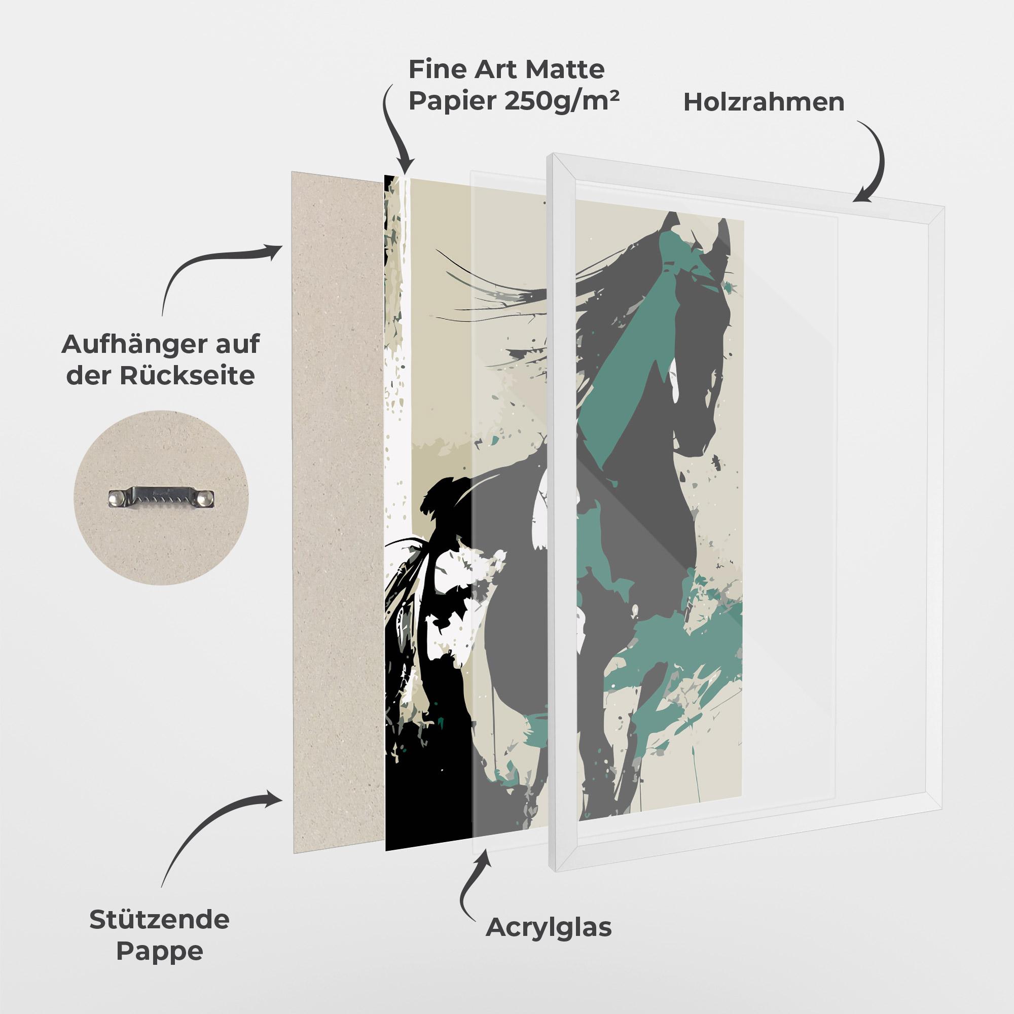 Gerahmte Poster Black Green Horse mockup 1