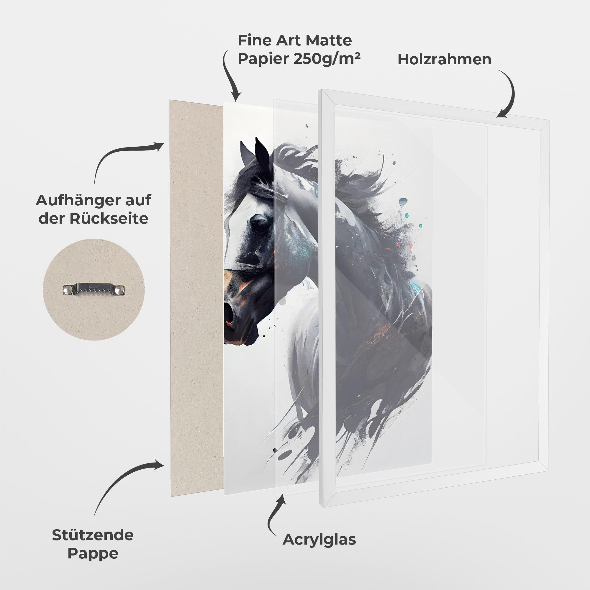 Gerahmte Poster Black Paint Horse mockup 1