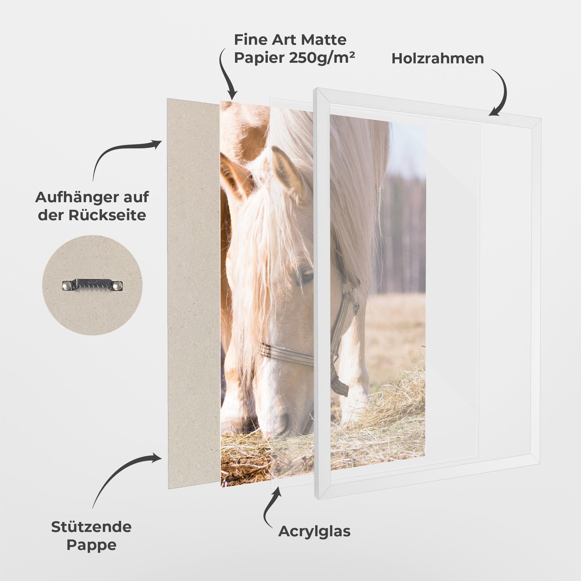 Gerahmte Poster Cream Horse Eating mockup 1