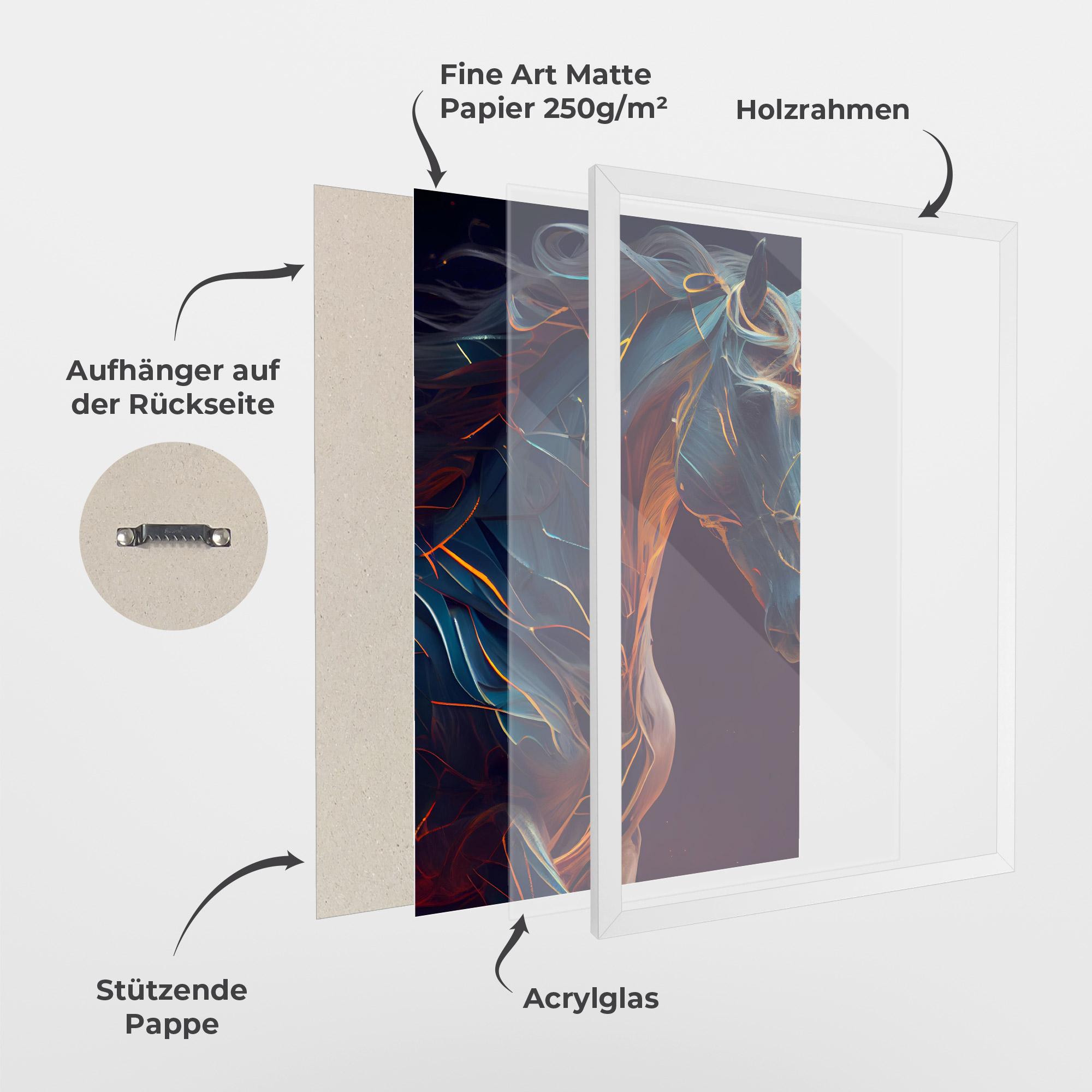 Gerahmte Poster Fire Lines Horse mockup 1