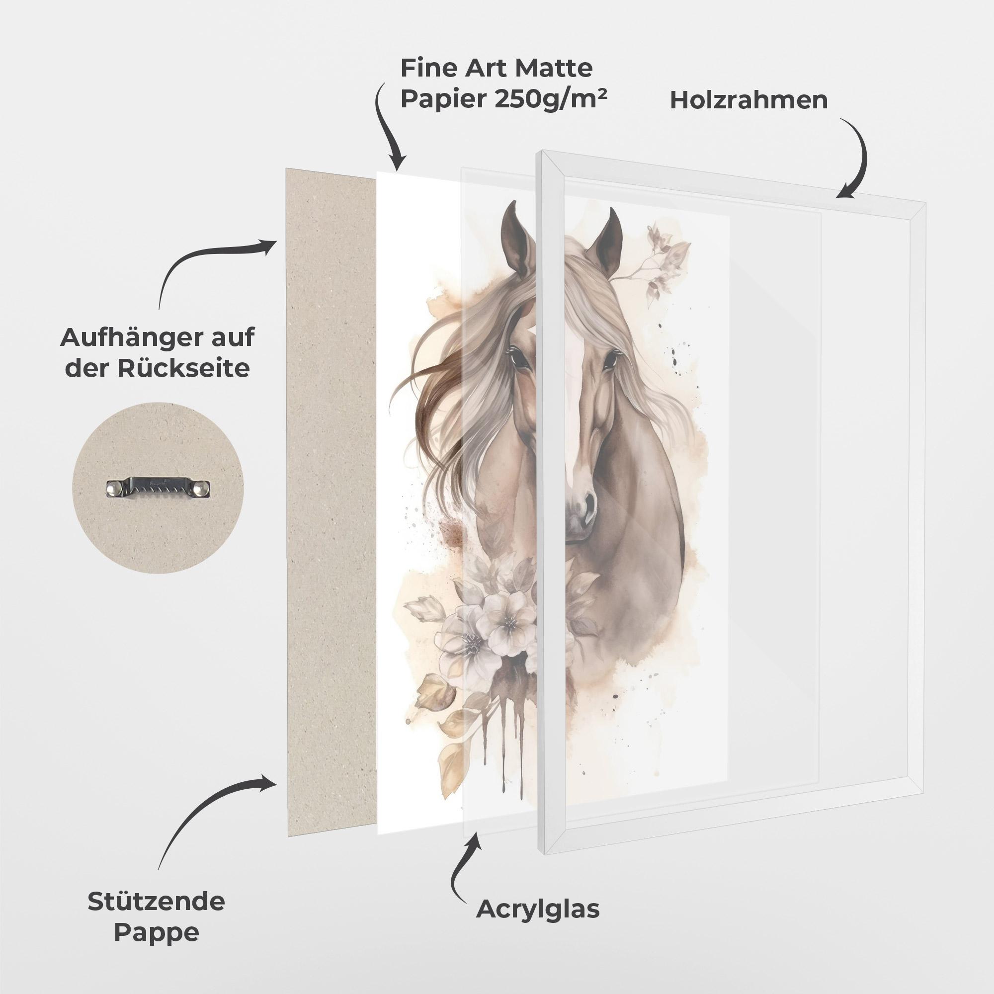 Gerahmte Poster Flower Brown Horse mockup 1
