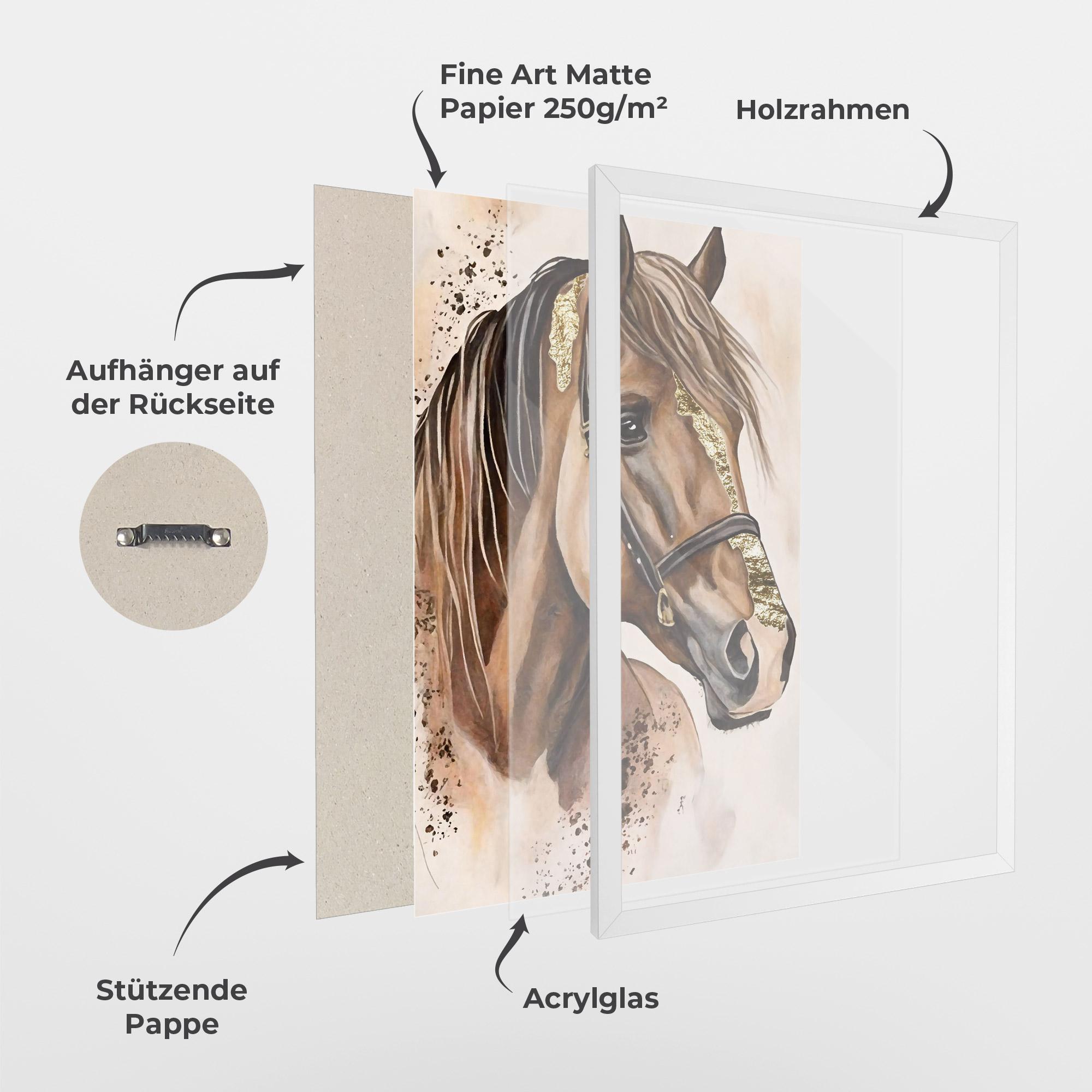 Gerahmte Poster Gold Horse Painting mockup 1