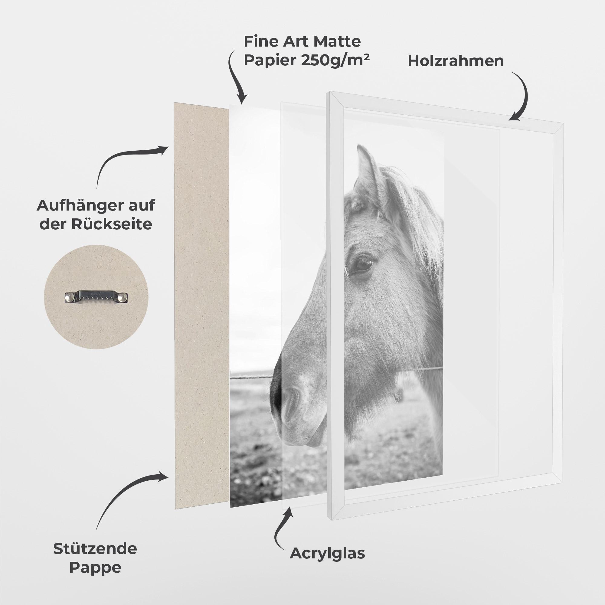 Gerahmte Poster Gray Horse Head mockup 1