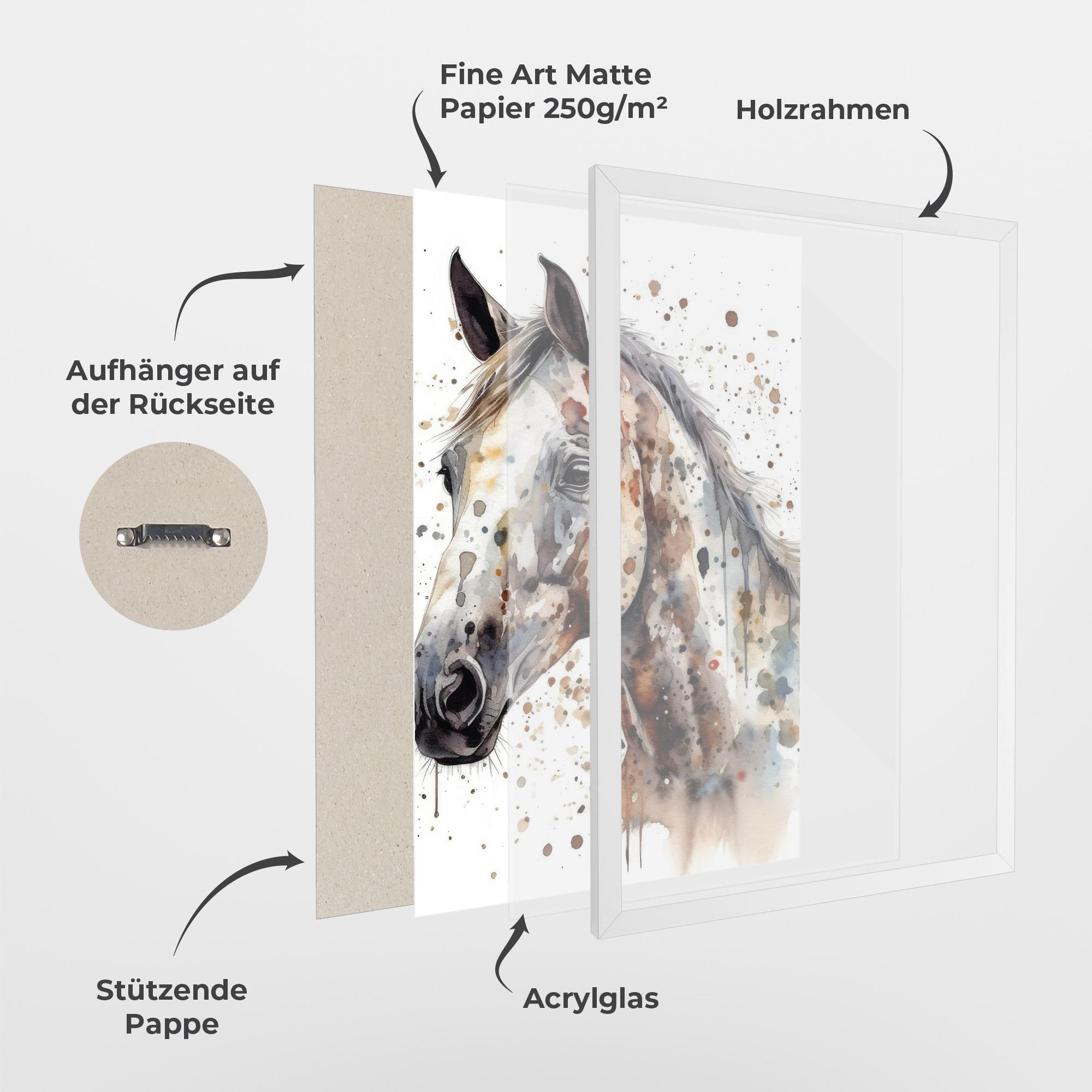 Gerahmte Poster Watercolor Horse mockup 1