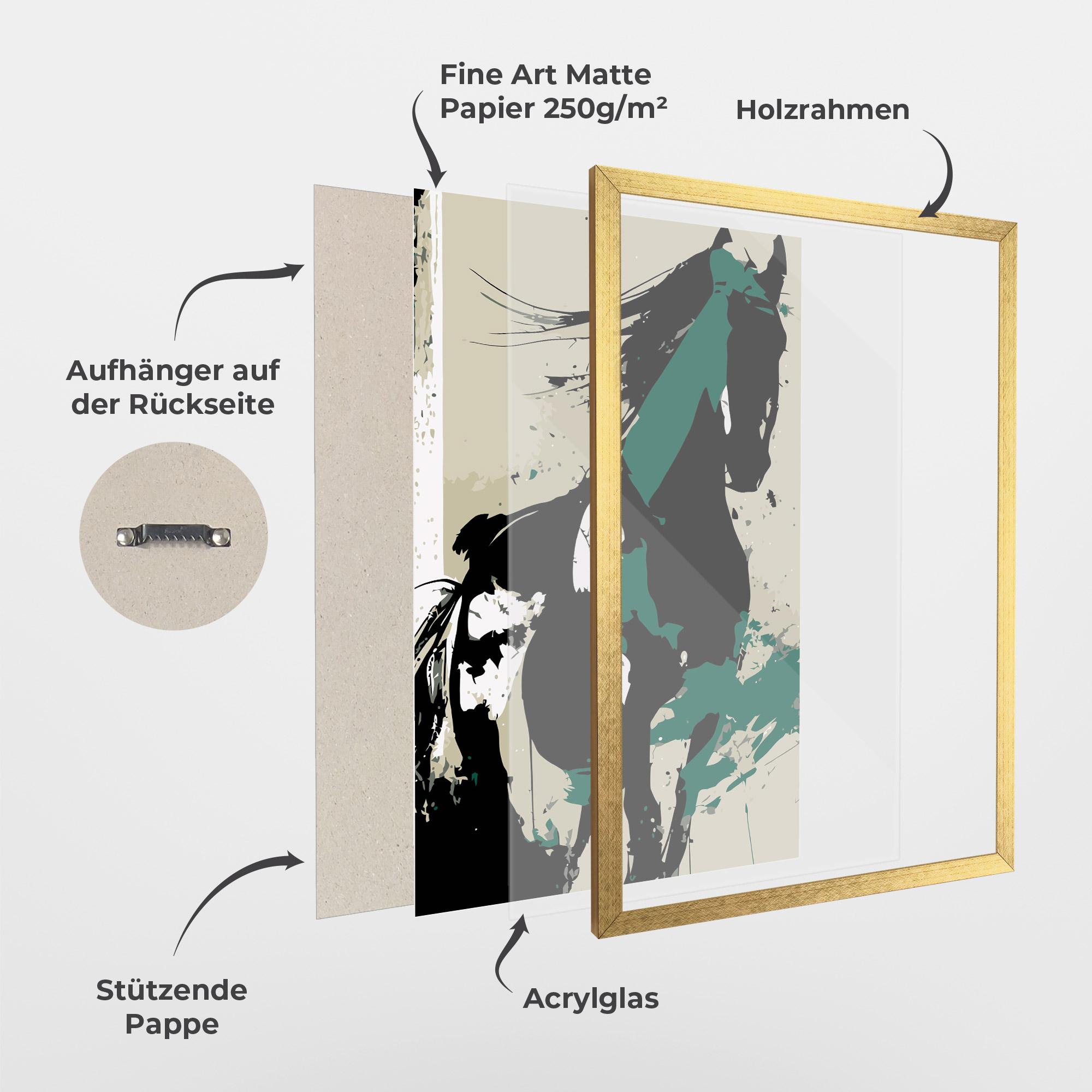 Gerahmte Poster Black Green Horse mockup 1