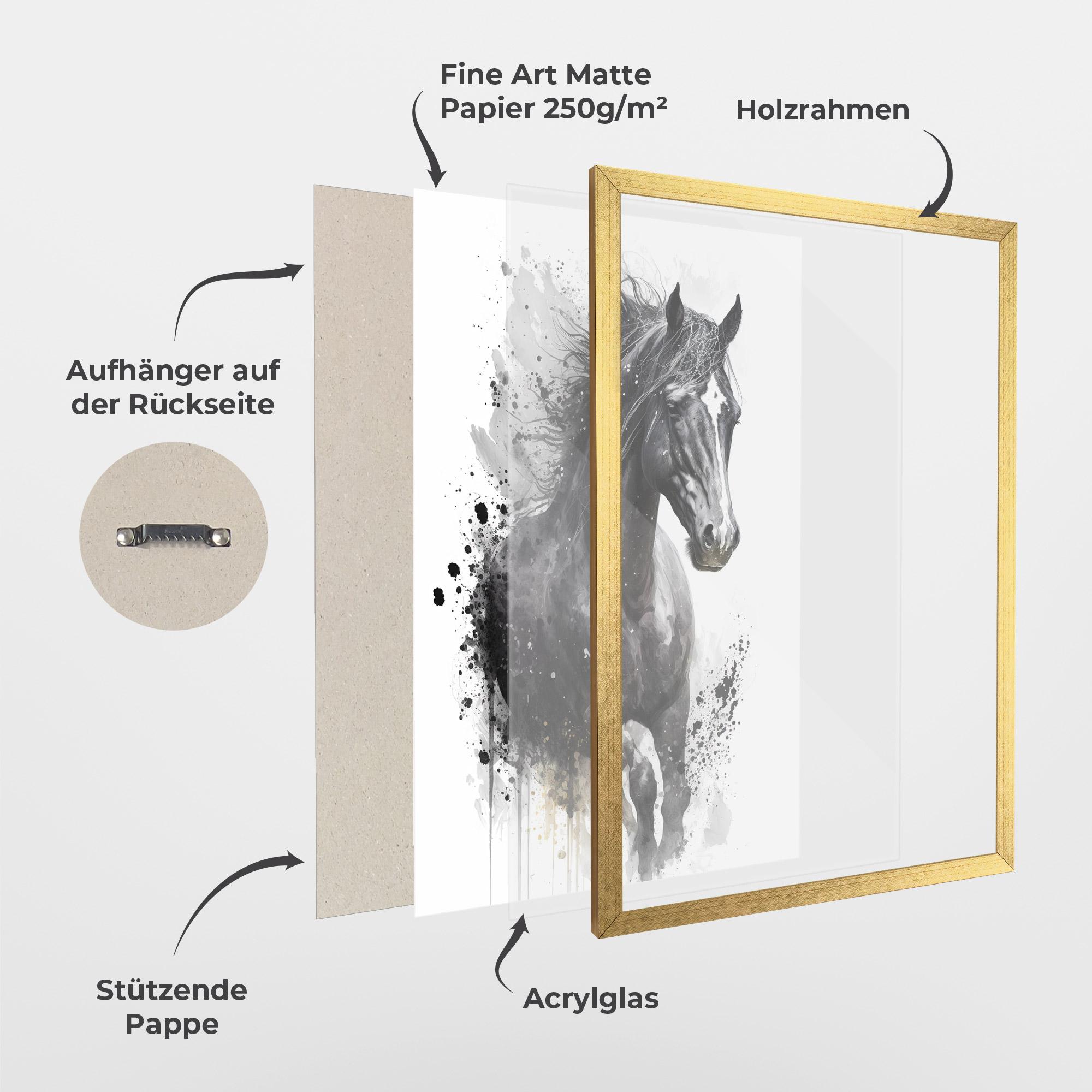 Gerahmte Poster Black Horse mockup 1