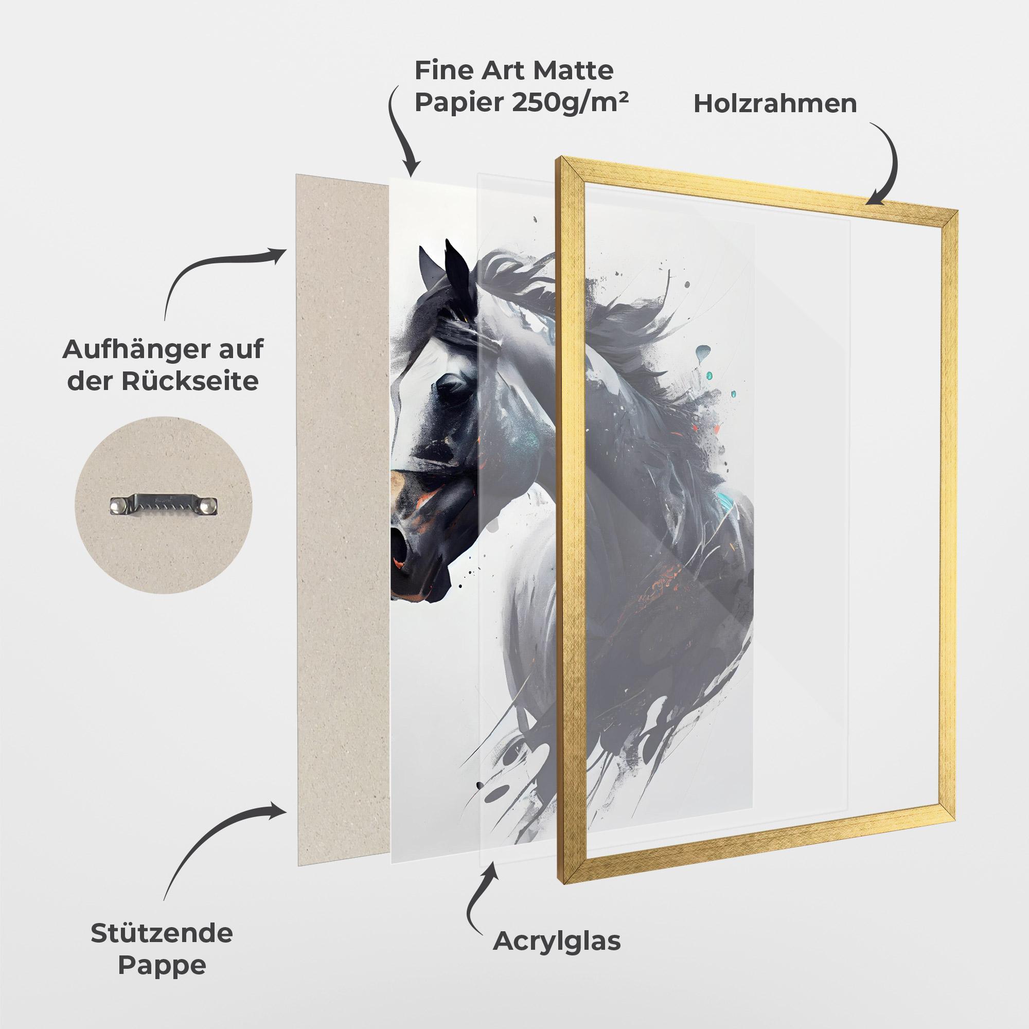 Gerahmte Poster Black Paint Horse mockup 1