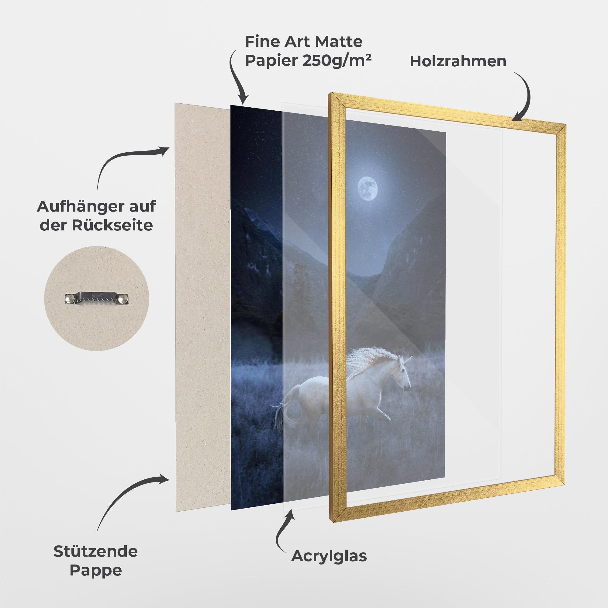 Gerahmte Poster Blue Moon Unicorn mockup 1