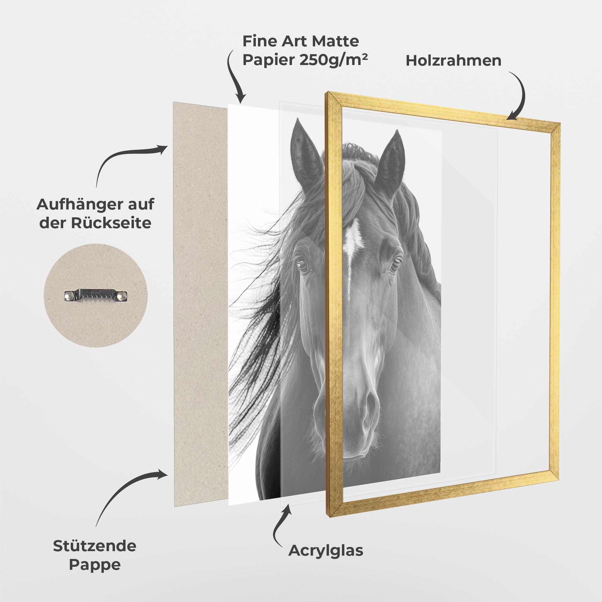 Gerahmte Poster Close Up Horse mockup 1