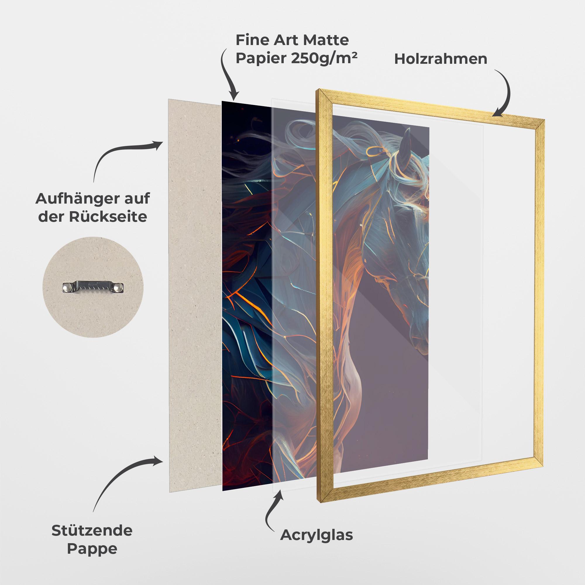 Gerahmte Poster Fire Lines Horse mockup 1
