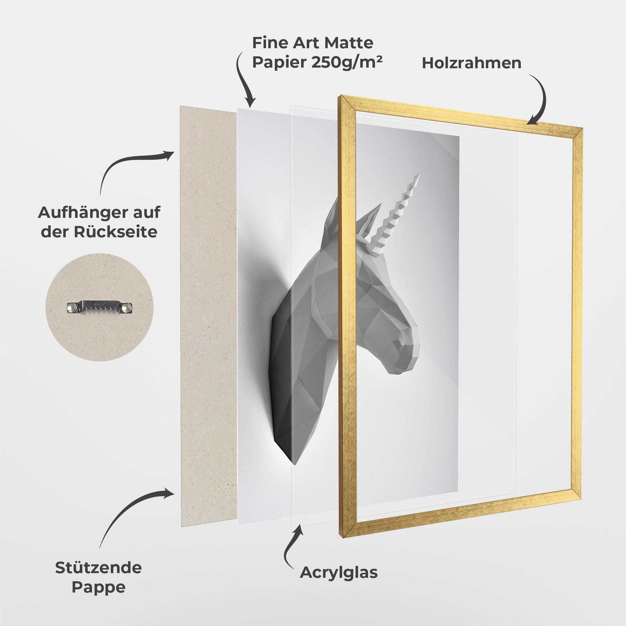 Gerahmte Poster Geometrical Unicorn mockup 1