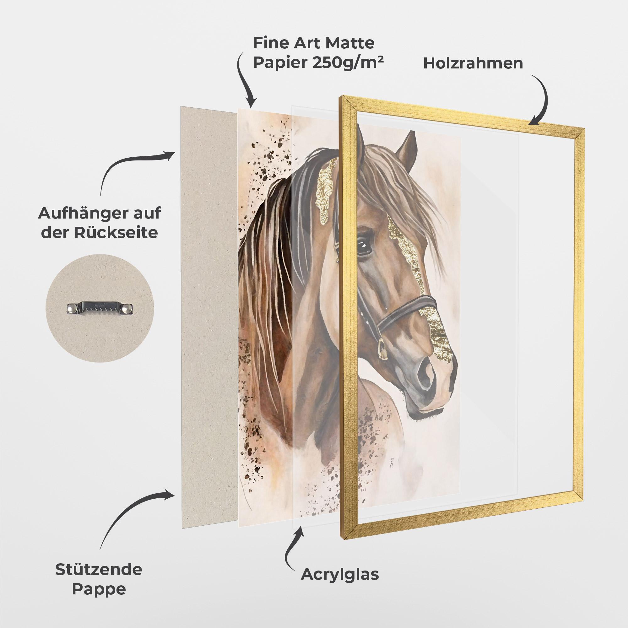 Gerahmte Poster Gold Horse Painting mockup 1