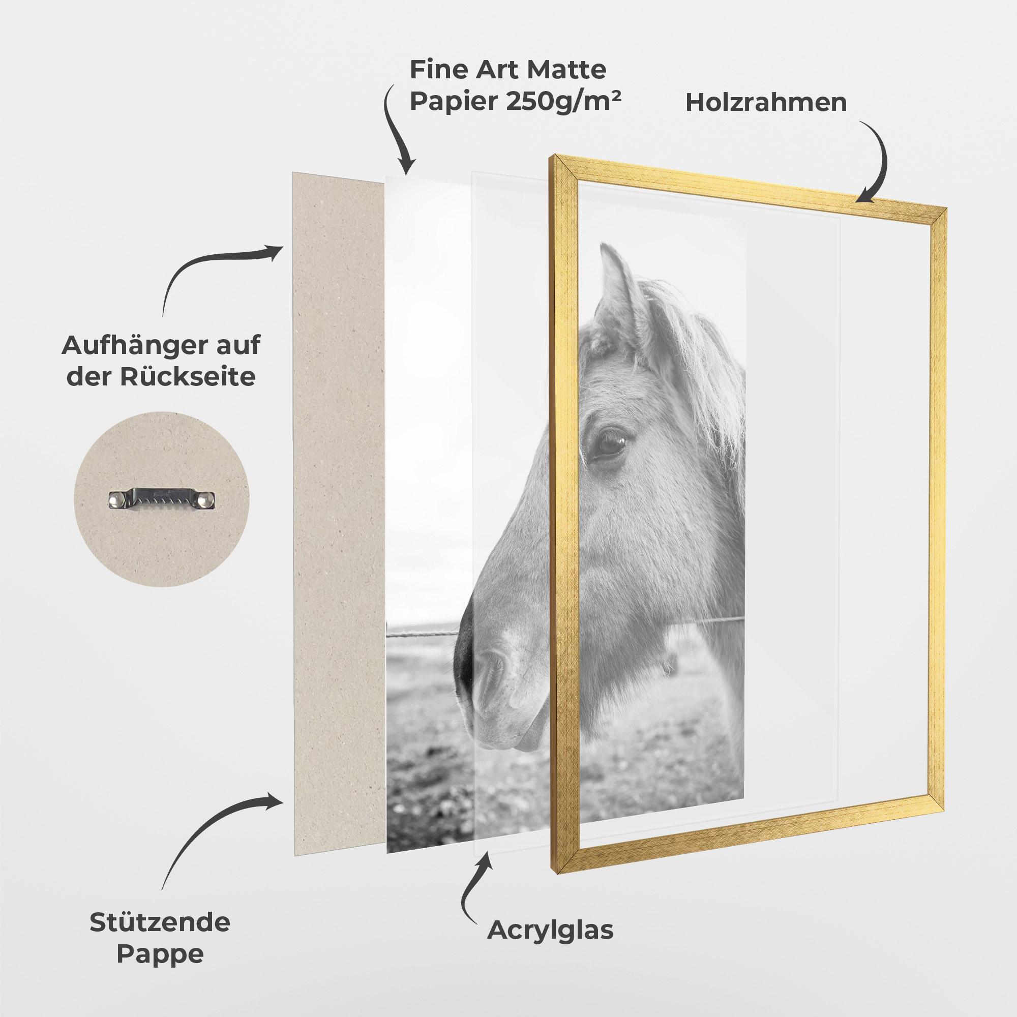 Gerahmte Poster Gray Horse Head mockup 1