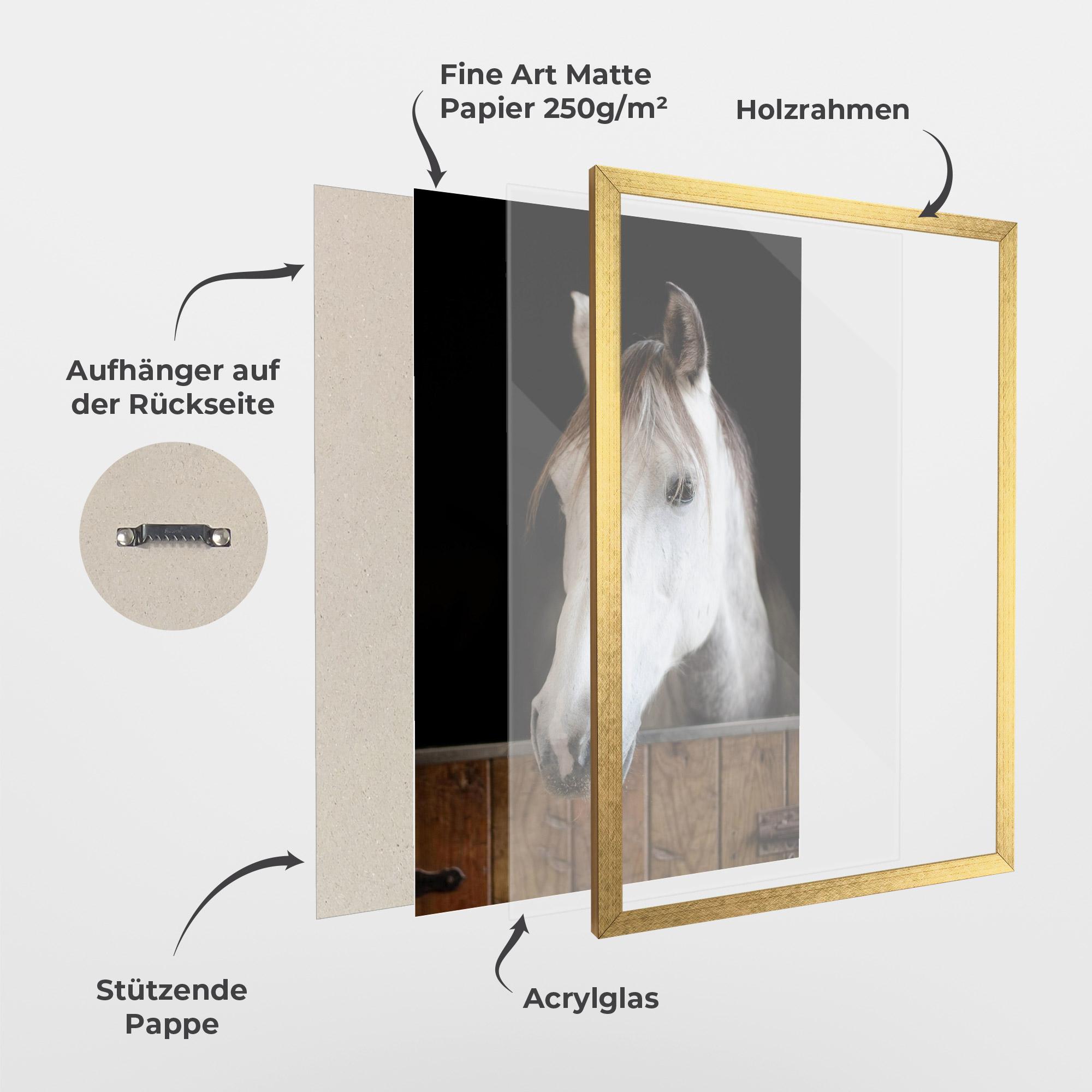 Gerahmte Poster Grey Horse Head mockup 1