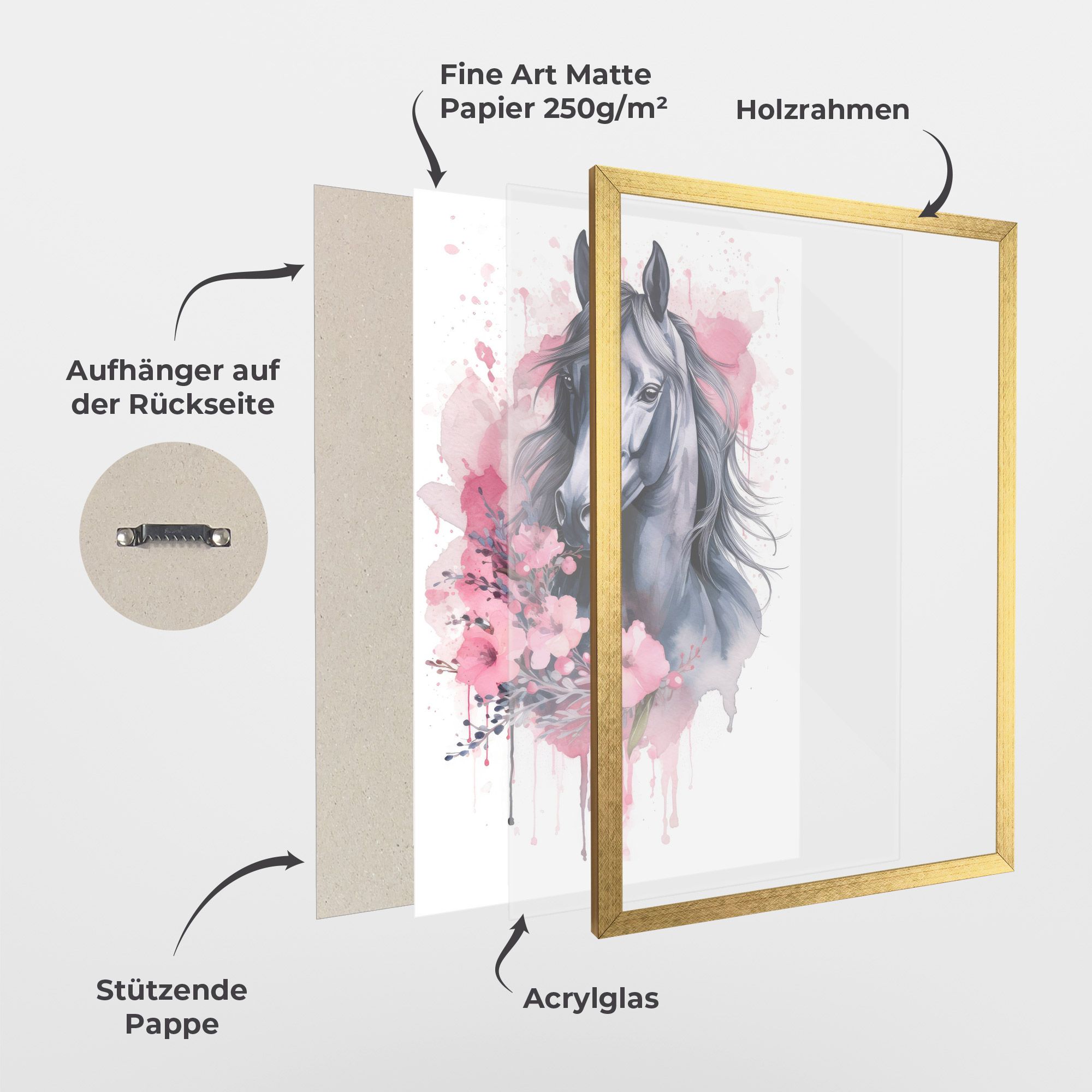 Pink Flowers Horse mockup 1