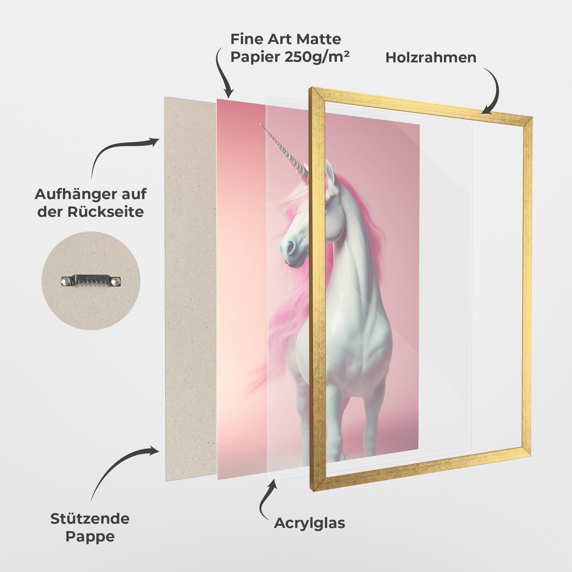 Gerahmte Poster Pink Unicorn mockup 1