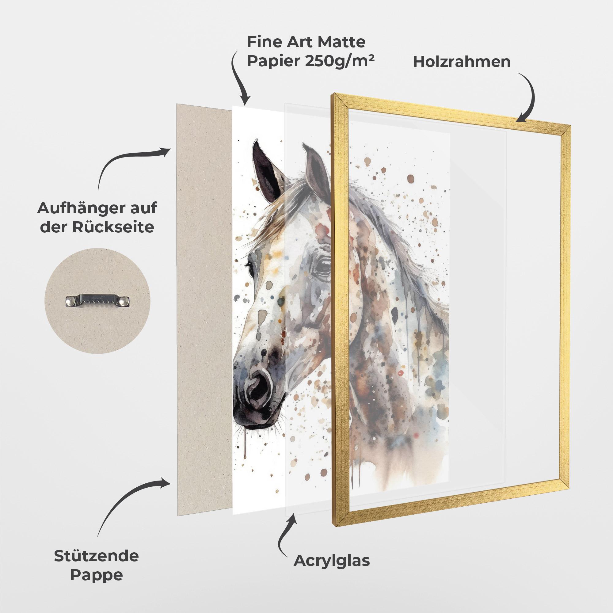 Gerahmte Poster Watercolor Horse mockup 1