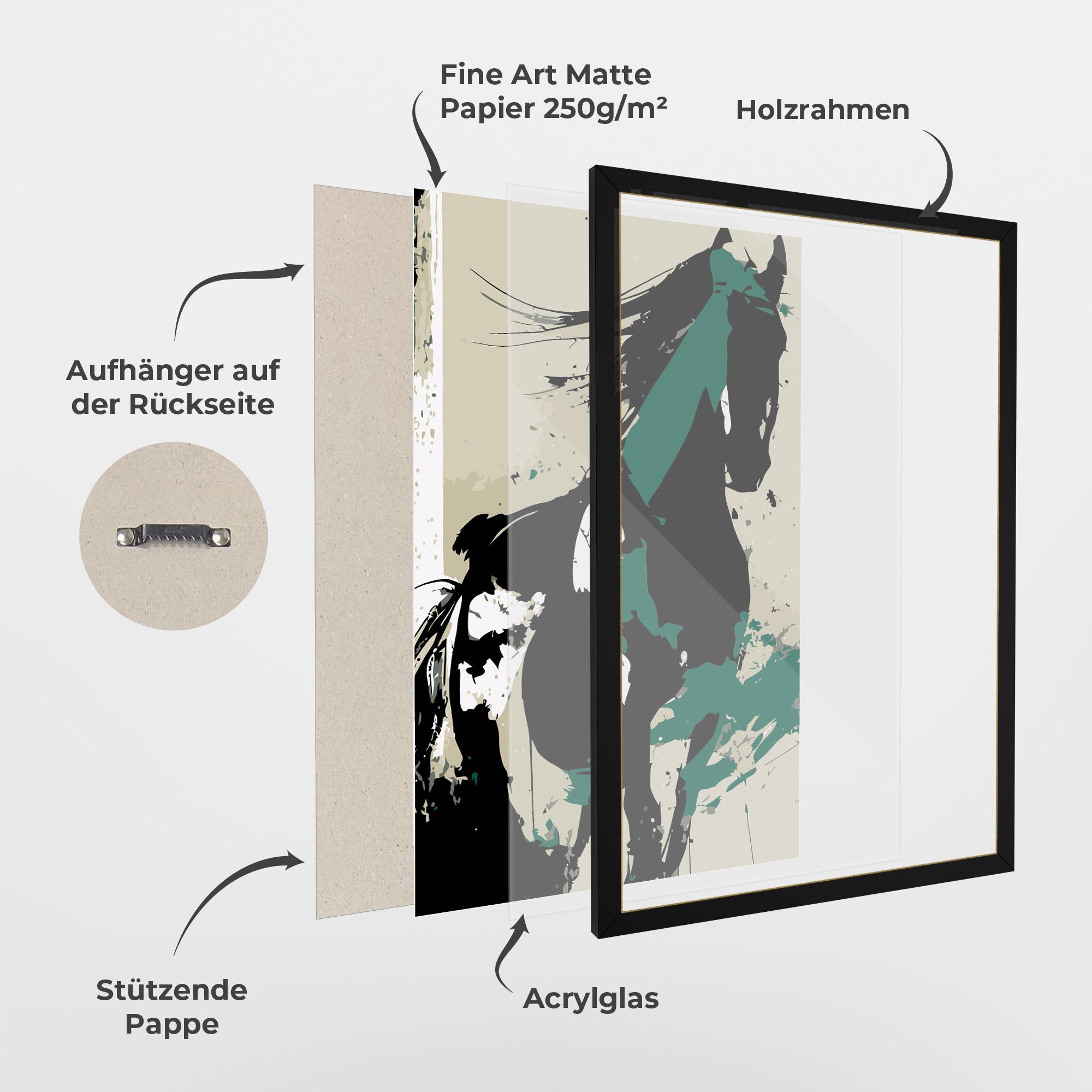 Gerahmte Poster Black Green Horse mockup 1