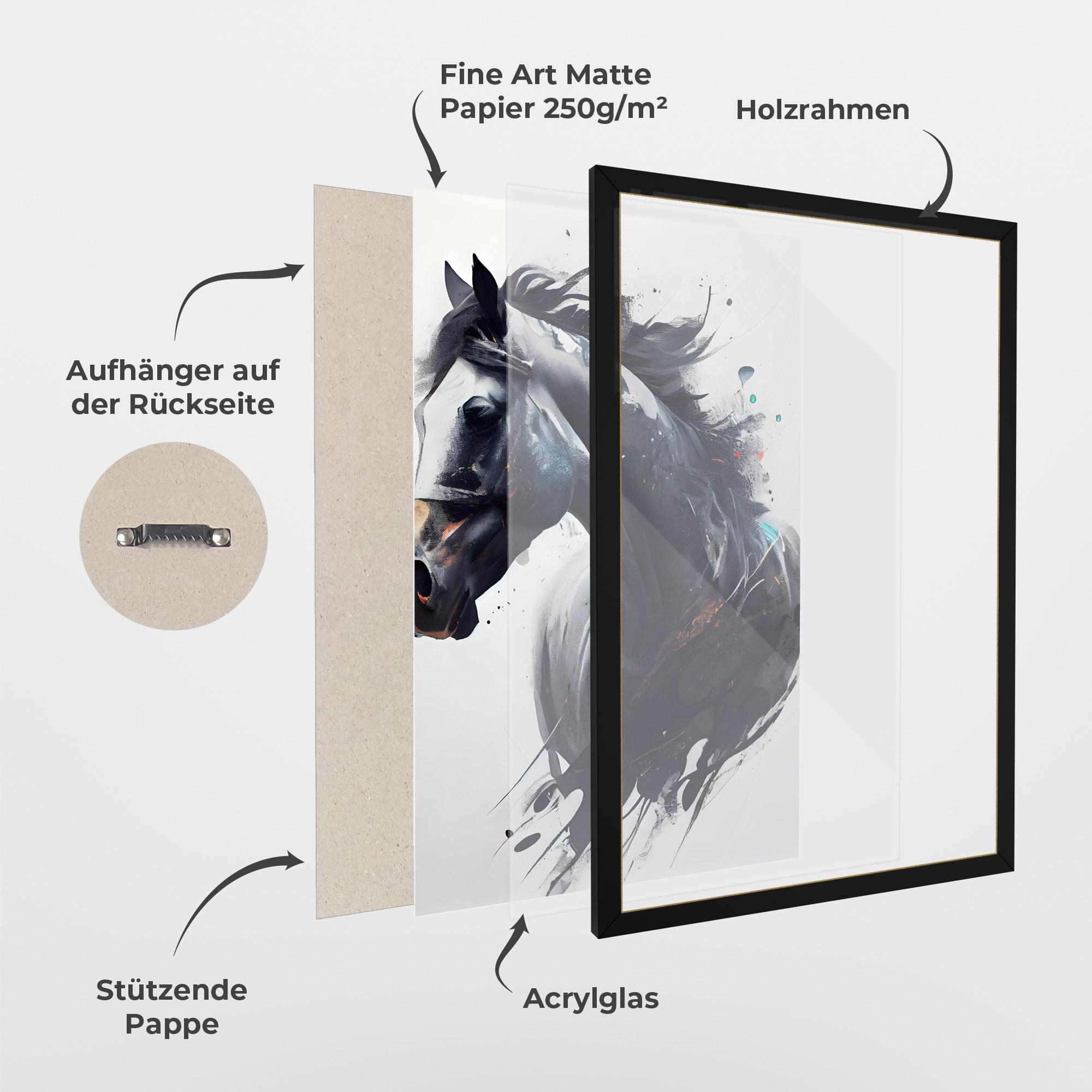 Gerahmte Poster Black Paint Horse mockup 1