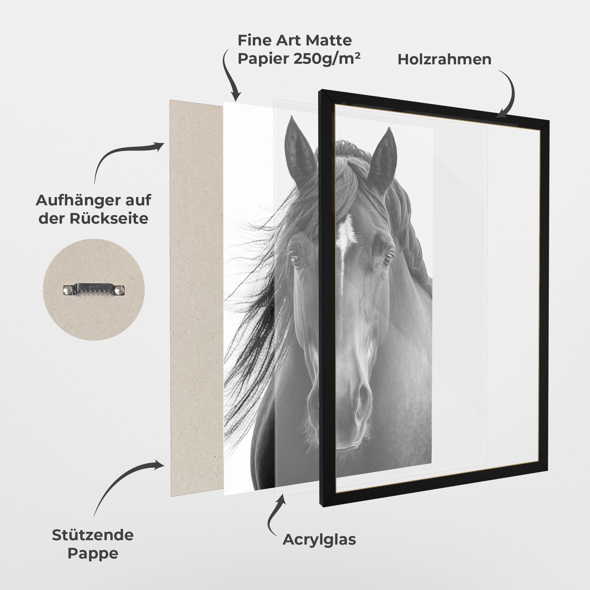 Gerahmte Poster Close Up Horse mockup 1