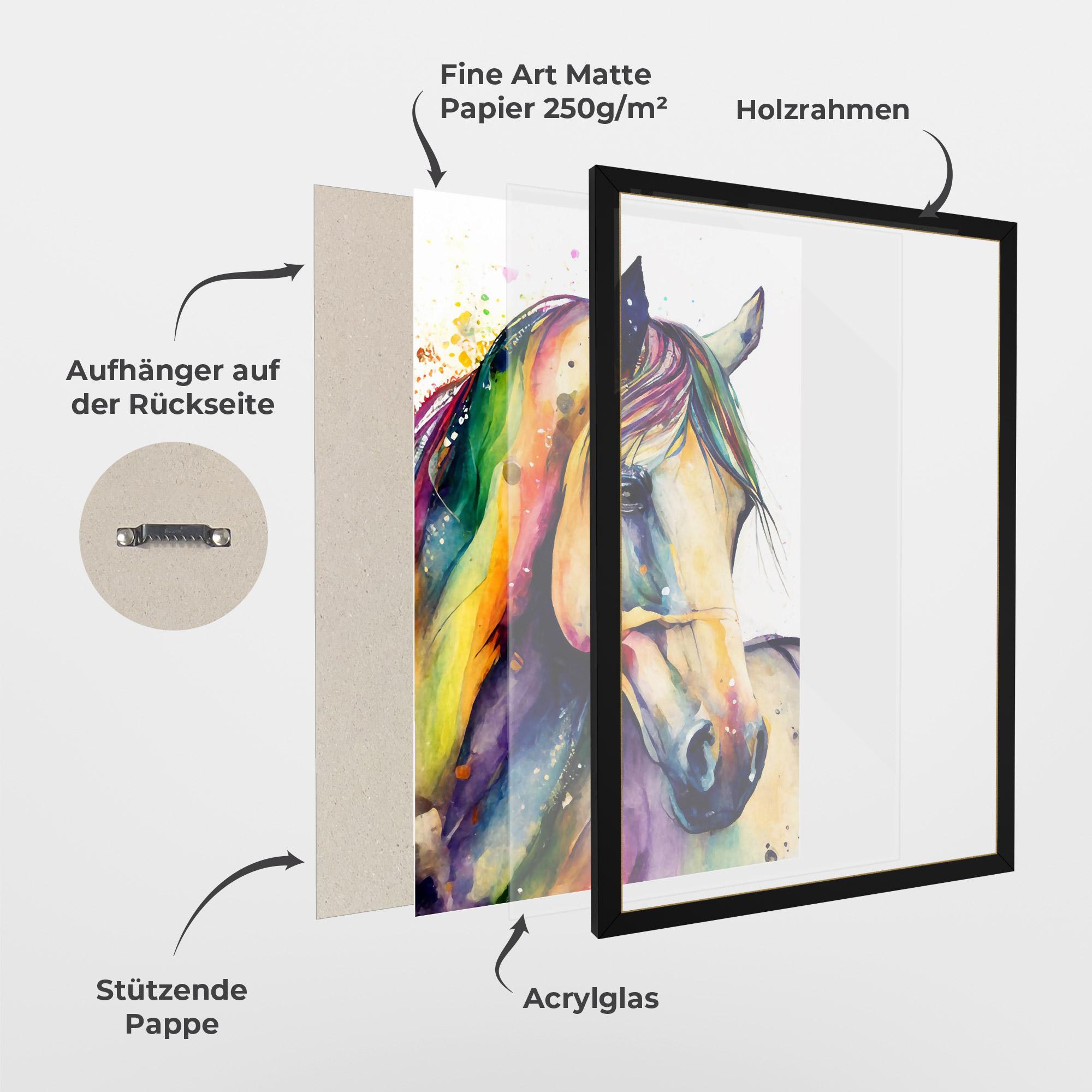 Gerahmte Poster Colorful Horse mockup 1